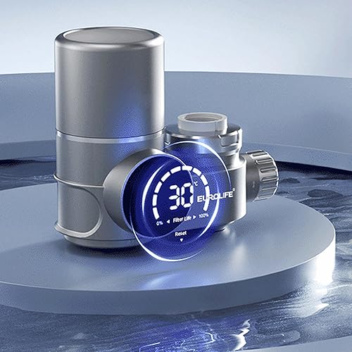 Miniatura 6 de Combo EUROLIFE - Filtro de agua para montaje en grifo EL-LS-A13, filtro de agua LED para fregadero con luz UV e indicador de vida del filtro en