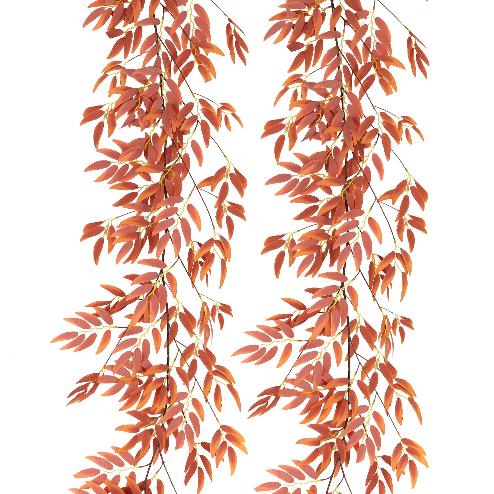 RECUTMS Artificial Silk Willow Leaves Vine Twig 2Pc 5.7Ft Fall Ivy Garland