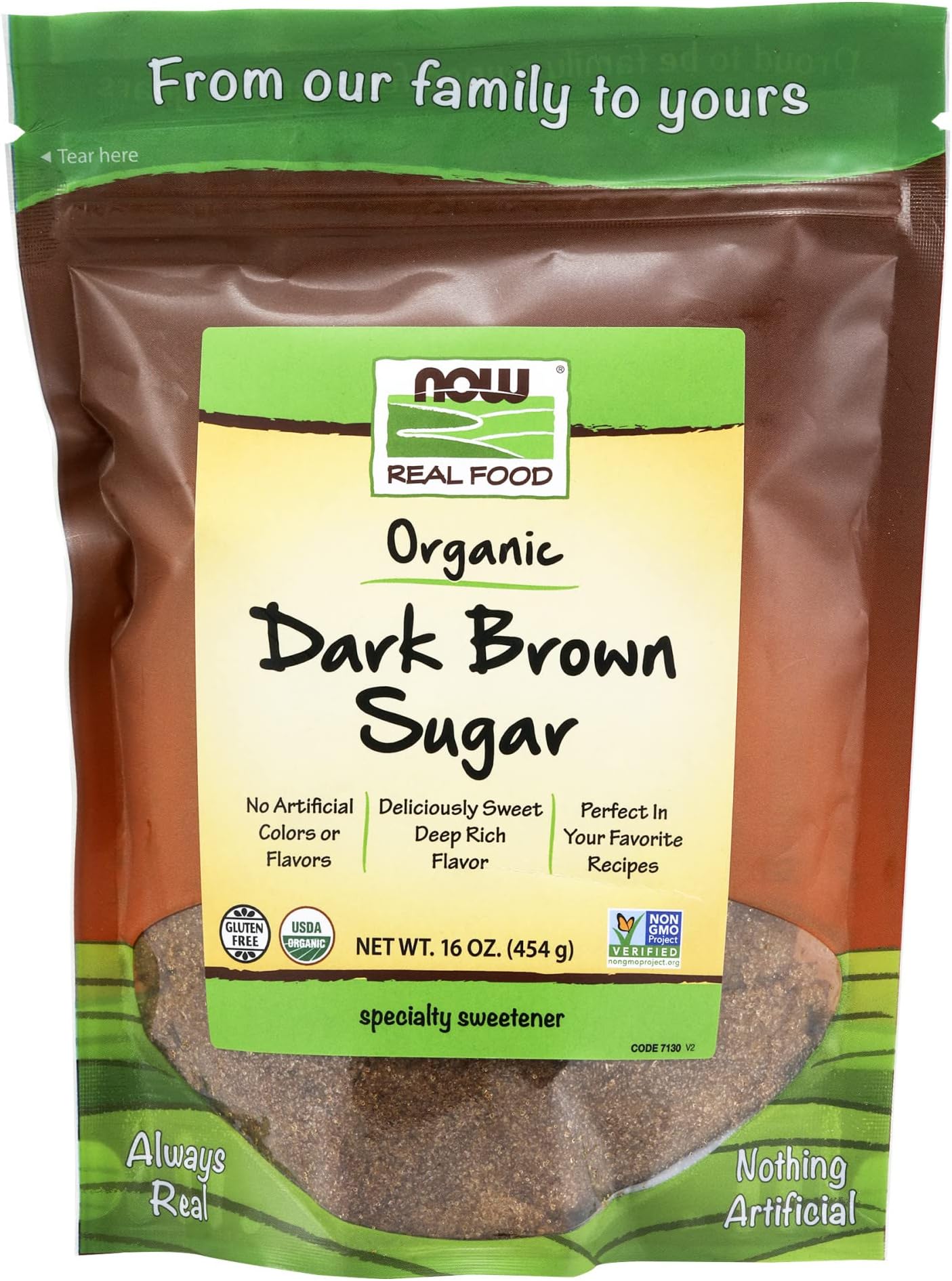 NOW Foods, Organic Dark Brown Sugar, GlutenFree and Non