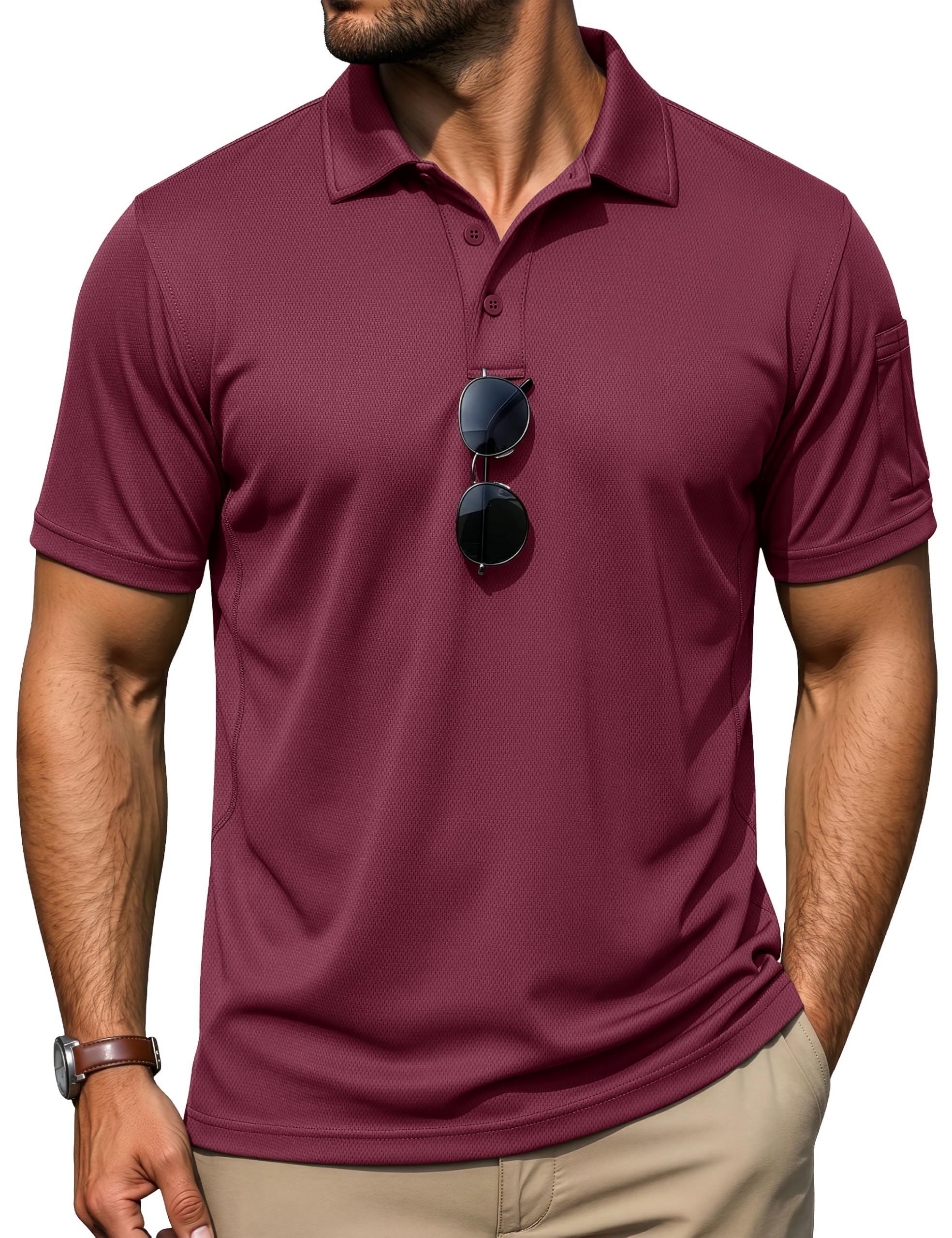 TACVASEN Poloshirt Herren Kurzarm Golf Polo Shirts Funktionsshirt Sommer Polohemd Atmungsaktive Sport Tshirts