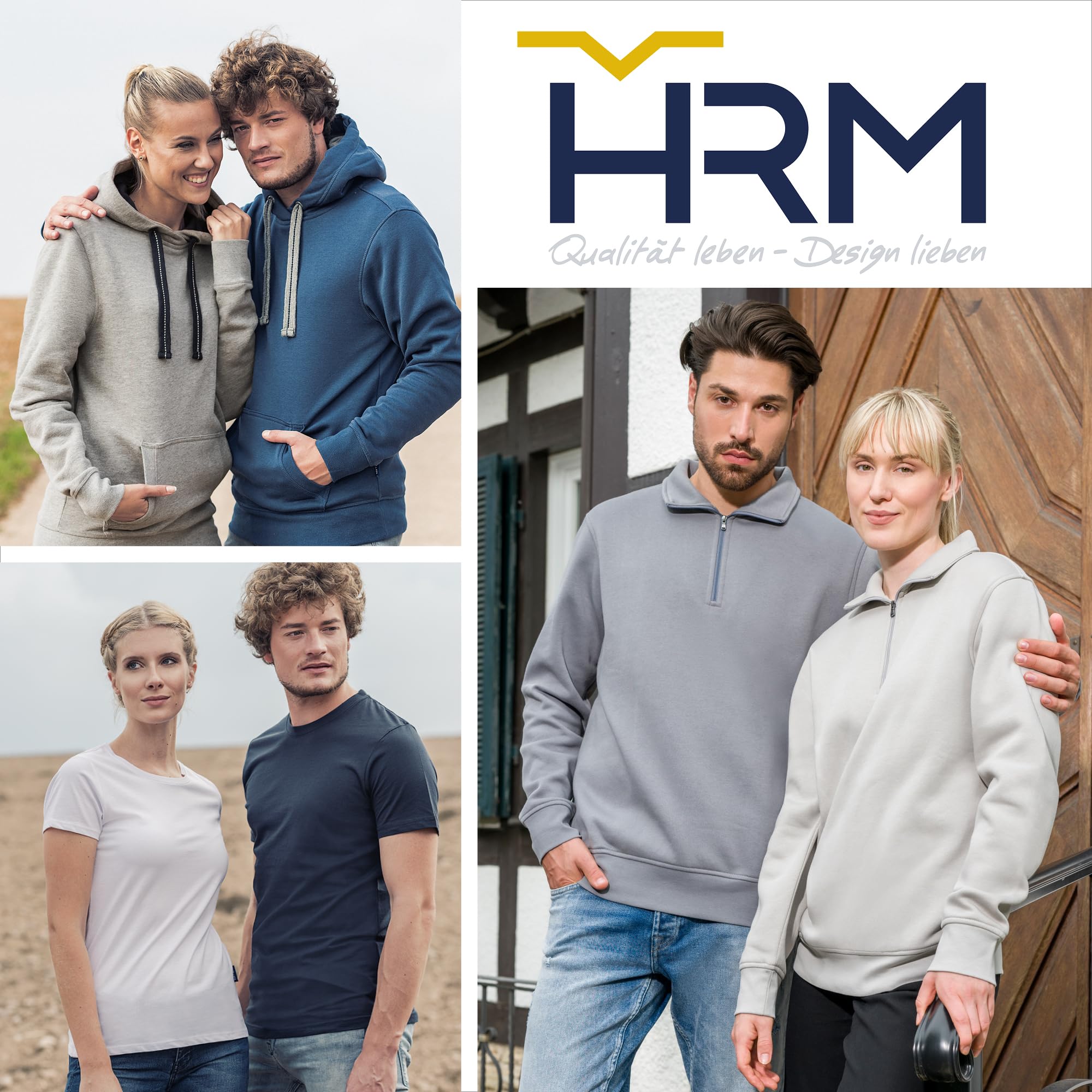 HRM Unisex Zip-Sweatshirt I Premium Half Zip Pullover Herren & Damen aus angenehm weichem Mischgewebe I Basic Damen- & Herren-Pullover I Hochwertige & nachhaltige Kleidung