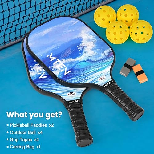 Miniatura 6 de Pickleball Paddles, USAPA Approved Fiberglass Surface Pickleball Set with Pickleball Rackets, Pickleball Paddles Set for Men Women