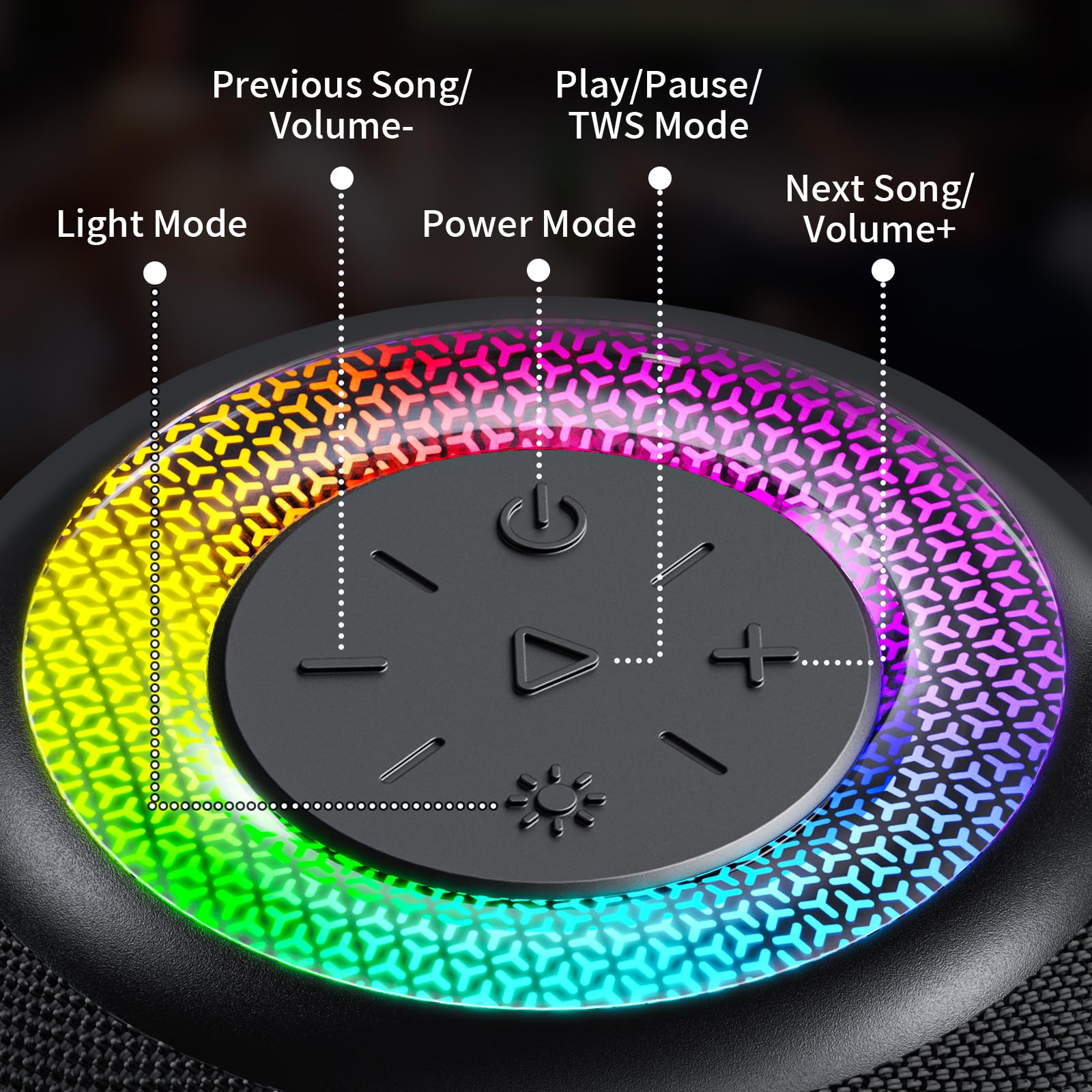 Tisco Cassa Bluetooth Portatile Mini, Speaker Wireless con Bluetooth 5.3, 24H di Autonomia, Suono Surround 360°, Impermeabile, Luci RGB, TWS/SD, Ideale per Feste/Viaggi/Esterni (Nero)