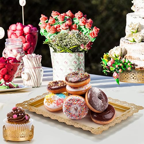 Miniatura 5 de Peohud Paquete de 3 soportes de metal para tartas, soporte redondo para postres, magdalenas, dulces para bodas, aniversarios, fiestas de cumpleaños,