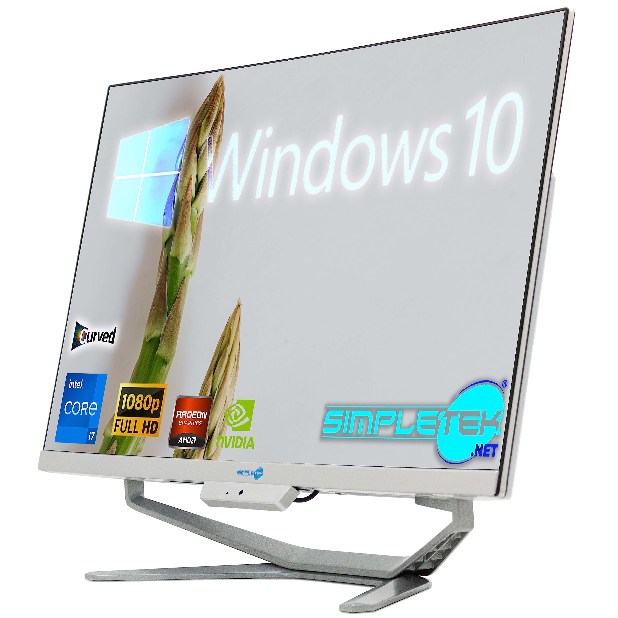 SIMPLETEK - PC All in One con Schermo Curvo 24" Core i7 | Windows 10 Pro | 8GB RAM SSD 240GB | Ideale per Ufficio, Scuola, Casa