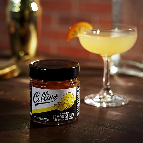 Miniatura 5 de Collins - Rebanadas de limón confitado en almíbar, rebanadas de fruta confitada, accesorios de bebida para cóctel, fiesta, guarnición de bebida de