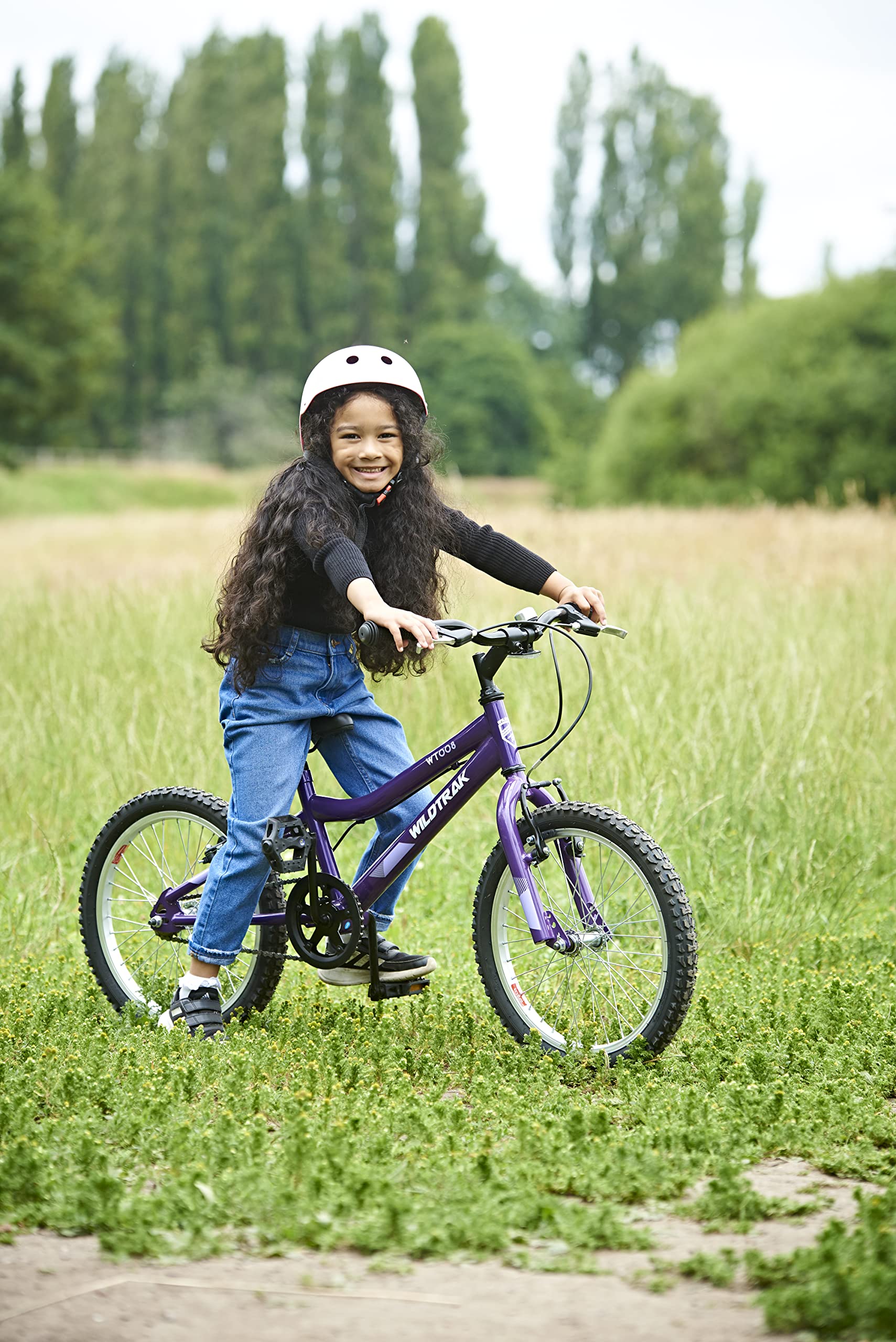Wildtrak - Bicicletta da 18 pollici per bambini dai 6 agli 8 anni con freni regolabili - Viola