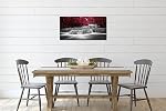 Wide Waterfall & Red Leaves Canvas Wall Art For Bedroom,Burgundy Nature Black White Artwork Decor,Beautiful Maple Leaves Landscape Picture Print Painting,Bracket Fixed Ready To Hang,Inner Frame 20x40