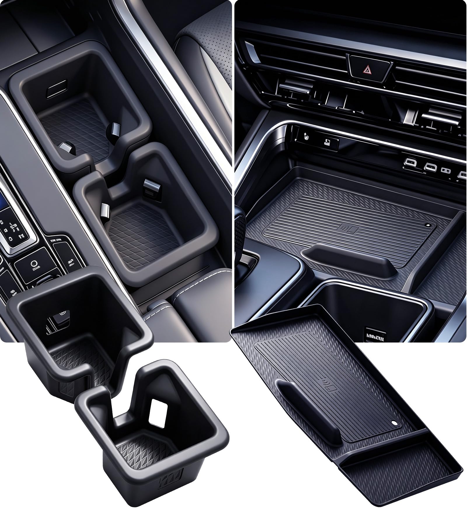 Cup Holder Insert &amp; Wireless Charging Protective Mats for Lexus TX TX350/TX500h/TX550h+ 2026 2025 2024, Center Console Interior Accessories for 2024-2026 TX 350/500h/550h+, Black