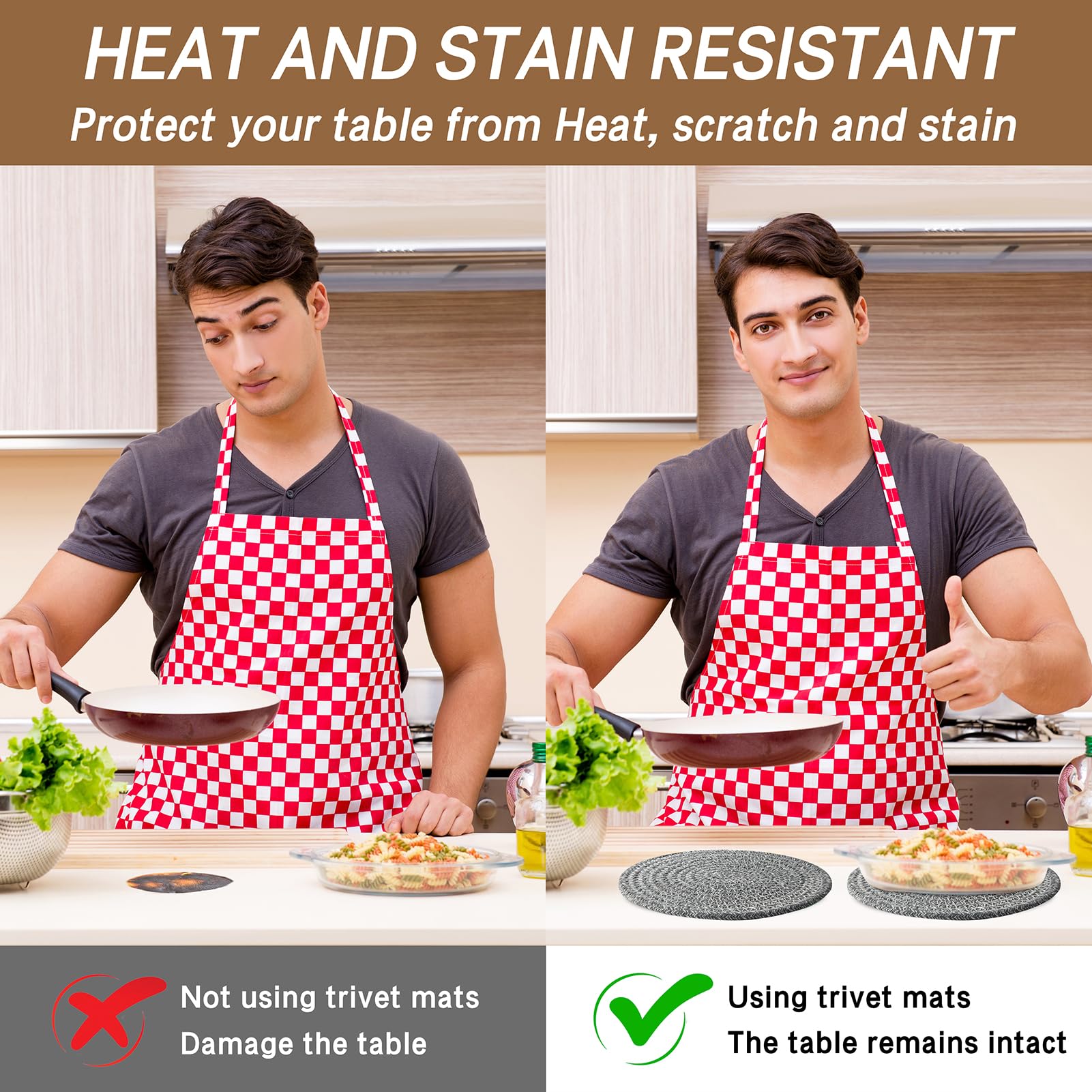 Lot De 5 Dessous De Plat Pour Plats Chauds, Casseroles Et Poêles, 20,3