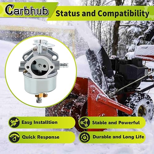 Miniatura 2 de Carbhub 640052 Carburador para Tecumseh 640349 640054 640058 640058A HMSK80 HMSK85 HMSK90 HMSK100 HSMK110 LH318A LH358SA 8HP 9HP 10HP Snow. soplador