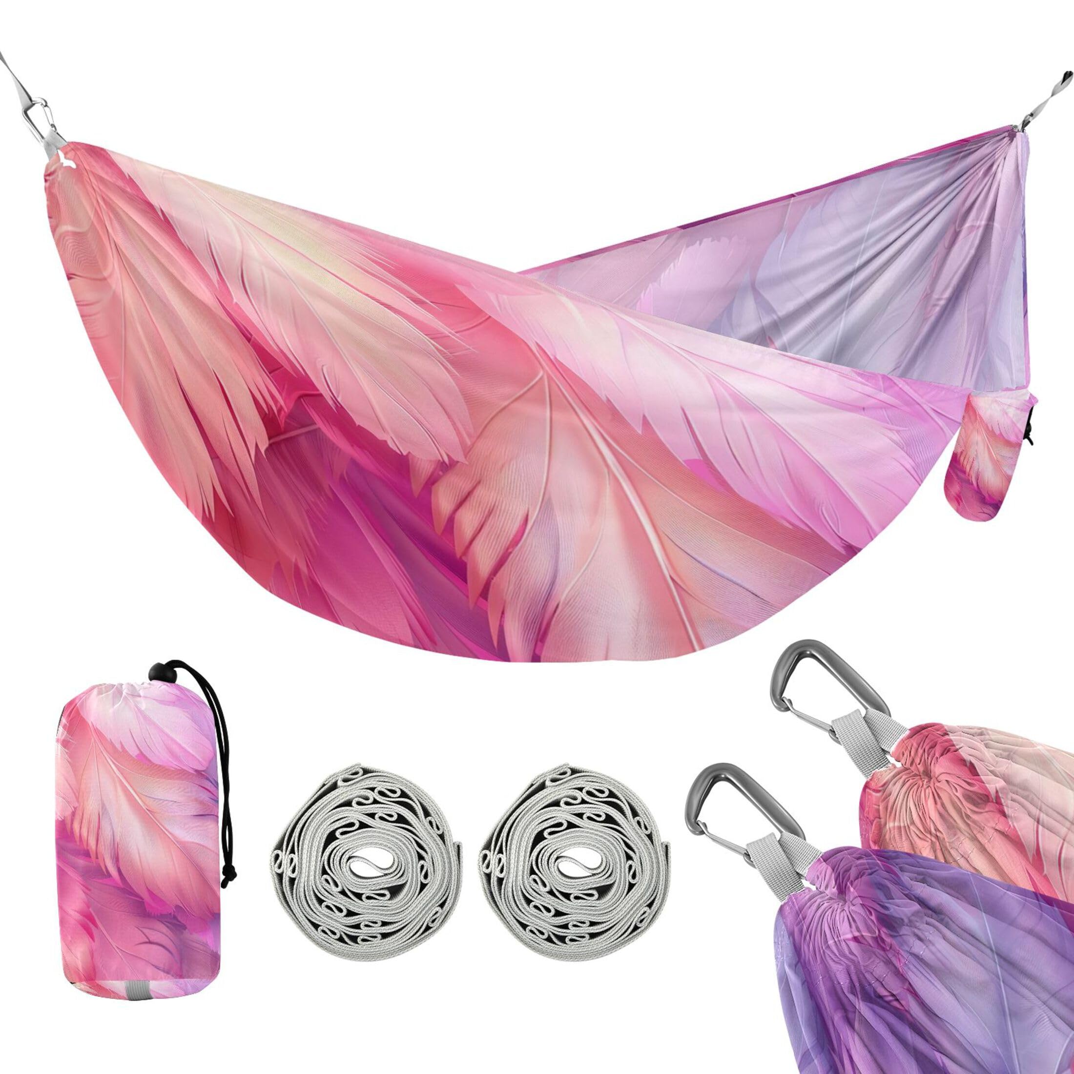 Takiito Feathers Hammock 330 lb Capacity Travel Camping Hammock with Tree Straps, Portable Lightweight for Outdoor Beach Backpacking Backyard Patio