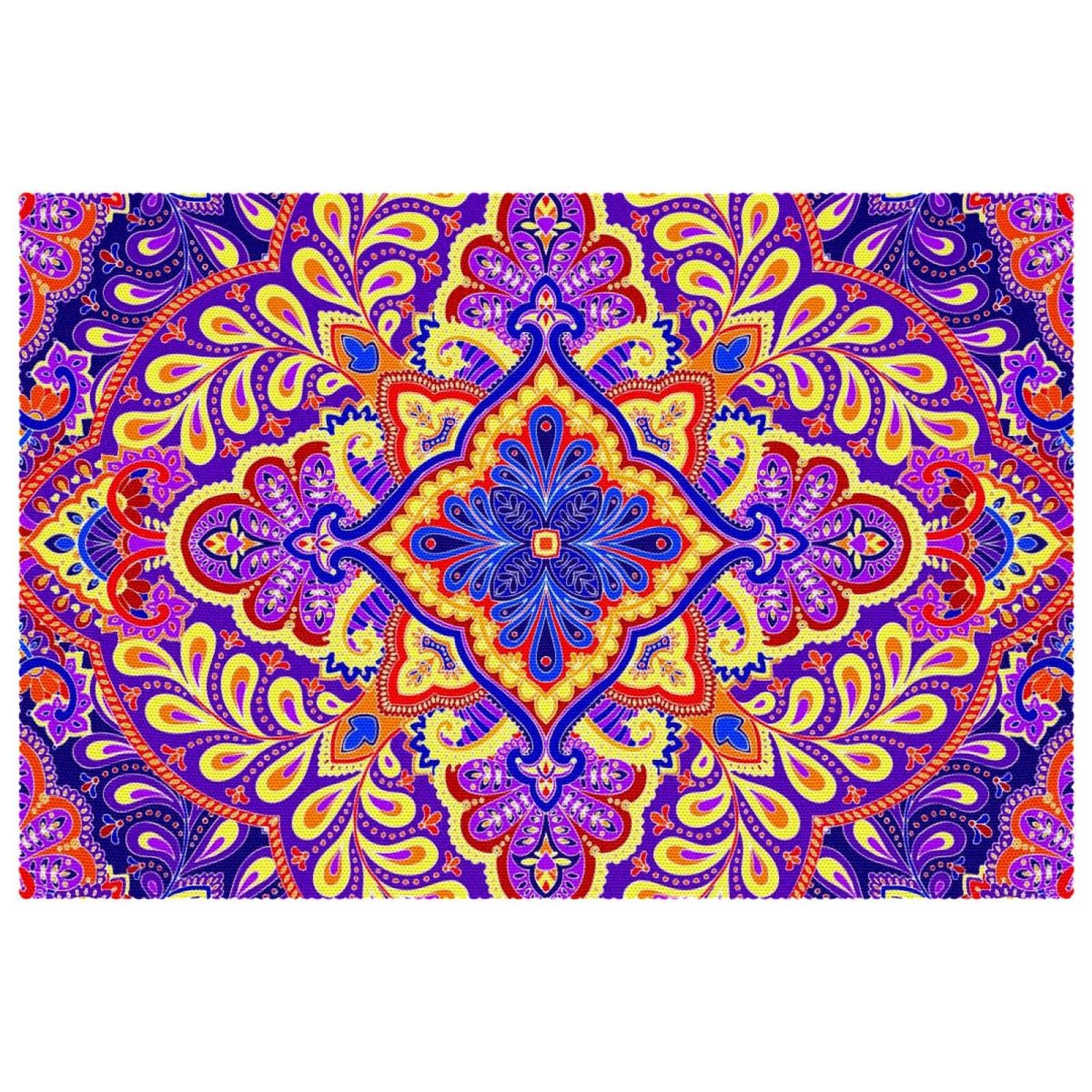 Set de table résistant à la chaleur lot de 6 mandalas floraux antidérapants 30x45cm