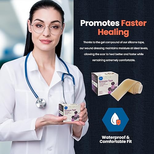 Miniatura 5 de Medpride - Rollo de cinta de gel de silicona fácil de desgarrar 15 x 16 yardas apósito de grado médico vendaje pegajoso a prueba de agua  ducha sin