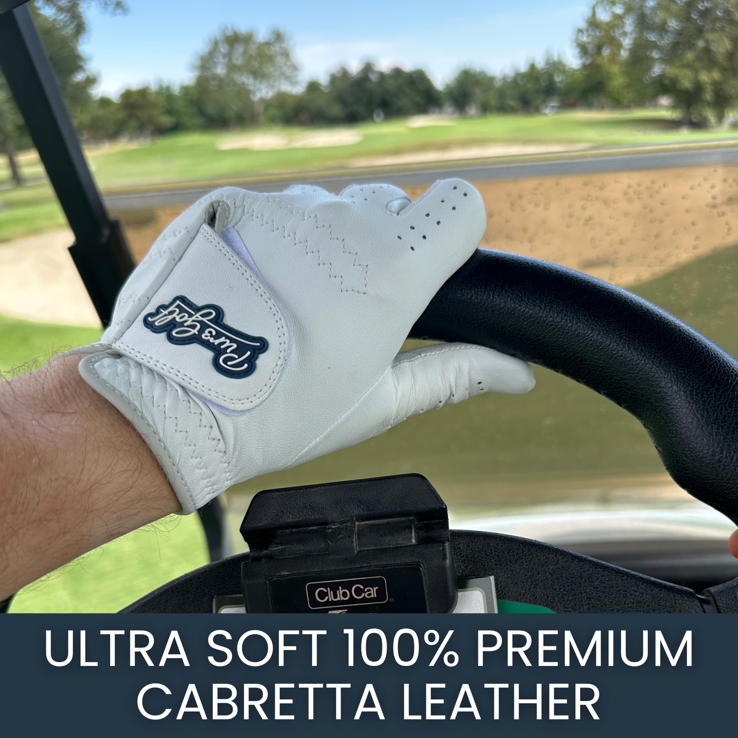 Męskie rękawice golfowe 2.0 Premium Cabretta skórzane - opakowanie 3 szt. (czerwone, biało-niebieskie) z markerem kulkowym dla użytkowników prawo- i leworęcznych