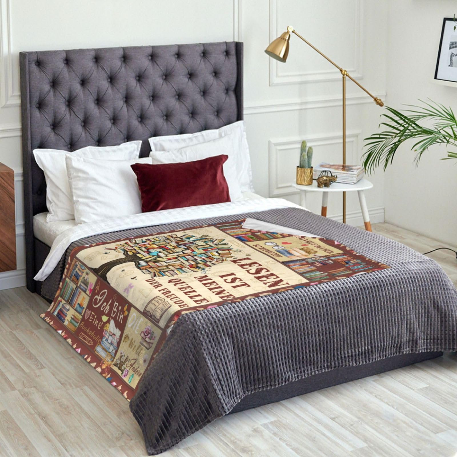 Geschenk für Buchliebhaber Leseratten Bücherwurm, Lustige Kuscheldecke zum Lesen, Leseliebhaber Lesedecke, Flauschige Decke Geschenkideen für Frauen Freundin Katzenliebhaber 150x200cm