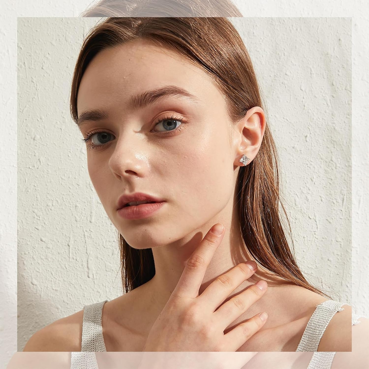 Sparkling Square Stud Earrings 925 Sterling Silver Cubic Zirconia Stud Earrings Hypoallergenic Earrings for Women/Men 4MM-8MM - Image 7