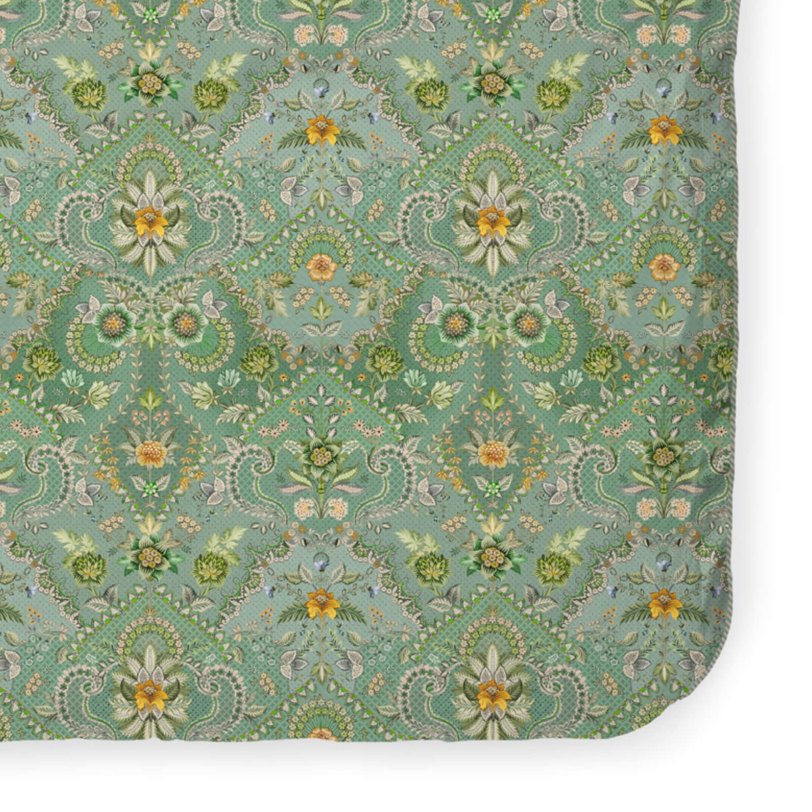Pip Studio Bettwäsche Saluti Piccoli Green Perkal Blüten Ornamente Blumen Wendeoptik Geblümt Gestreift Floral