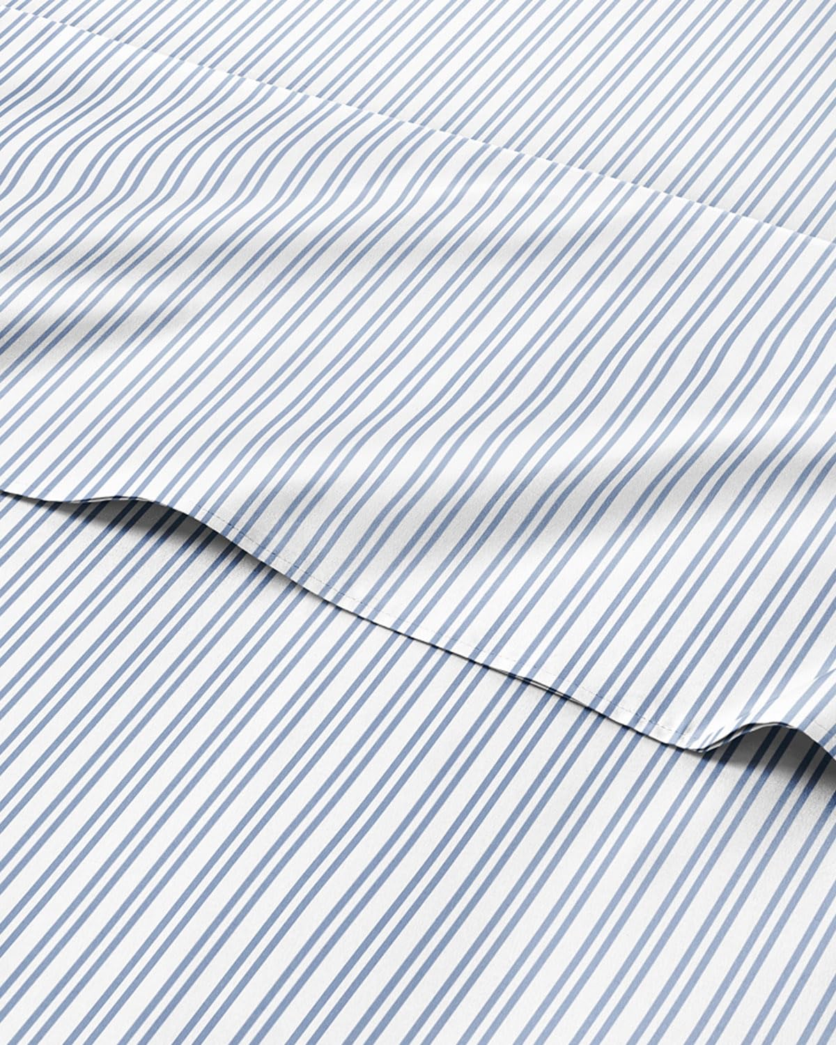 Striped King Sheets Set, 4 Pieces, 16" Deep Pocket - Blue Double Stripes