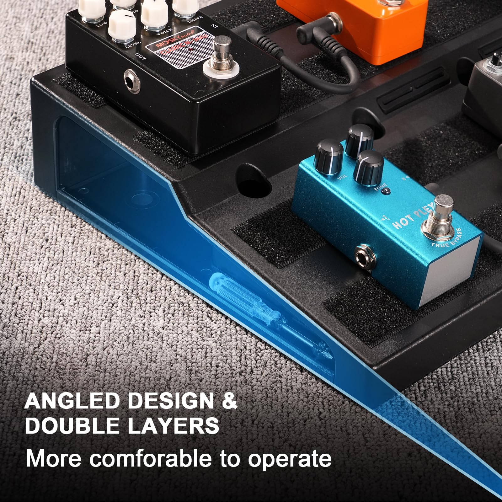 LEKATO Gitarren-Pedalboard, Gitarre Effekt Board 19,7"x10"x2,4", Große Effektplatte mit Tasche, Robustes Tragbares Pedalboard für Musiker, Gitarristen, Bands