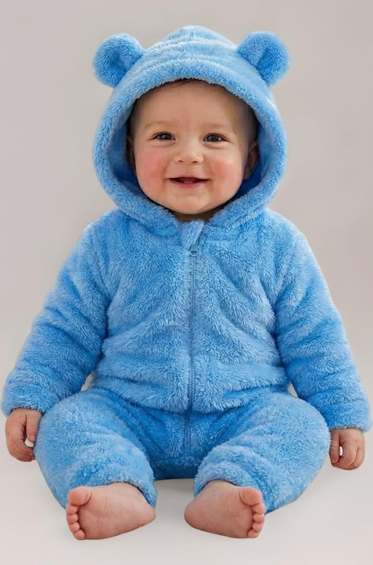 Buy BABYZONE Soft Fleece Baby Romper with Hood For NewBorn Baby