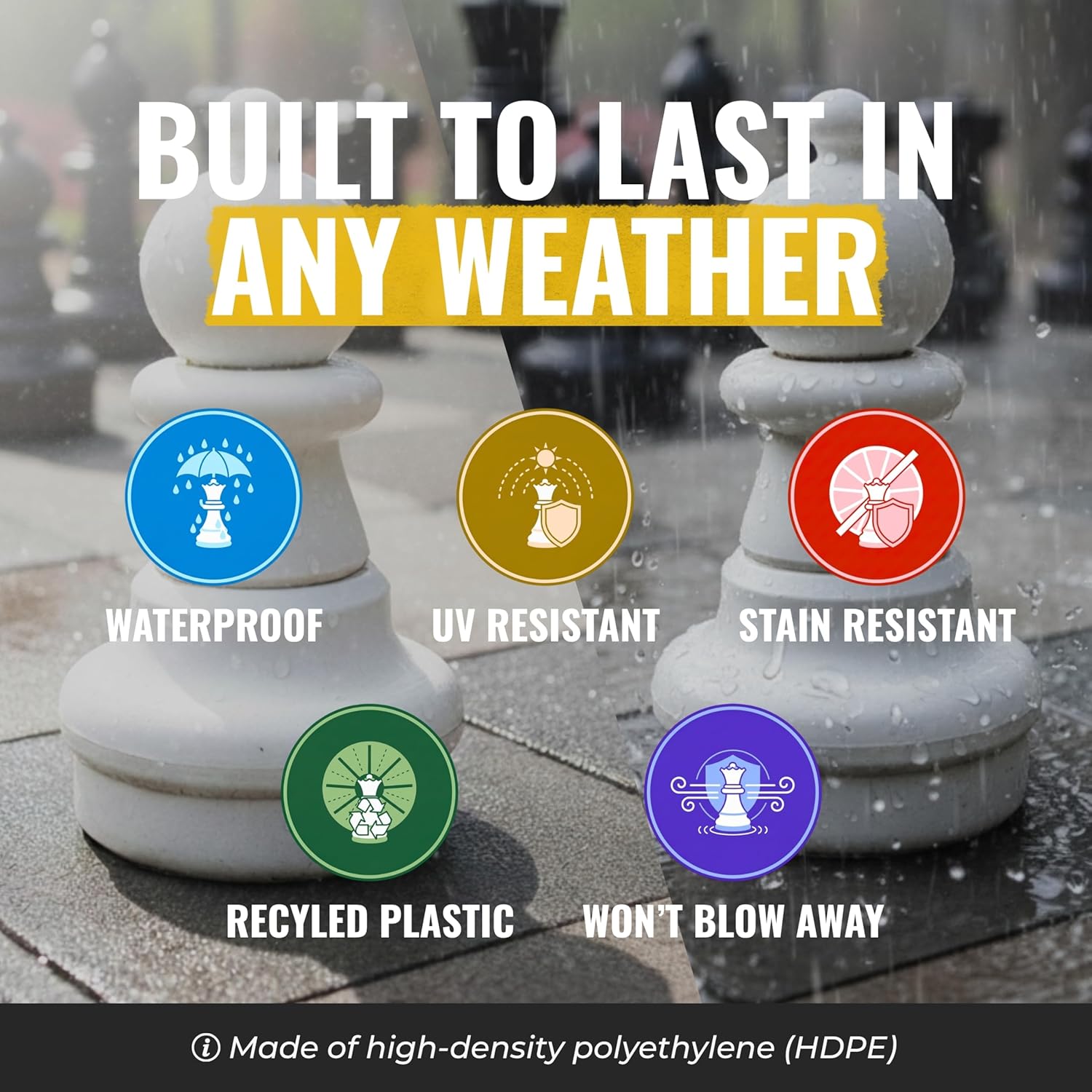 MegaChess Giant Chess Set Game with 25" Tall King - A Large Chess Set Yard Game for Families Looking for Outdoor Jumbo Games - 32 Large Pieces Made from Durable HDPE (Nylon Mat Board Included)