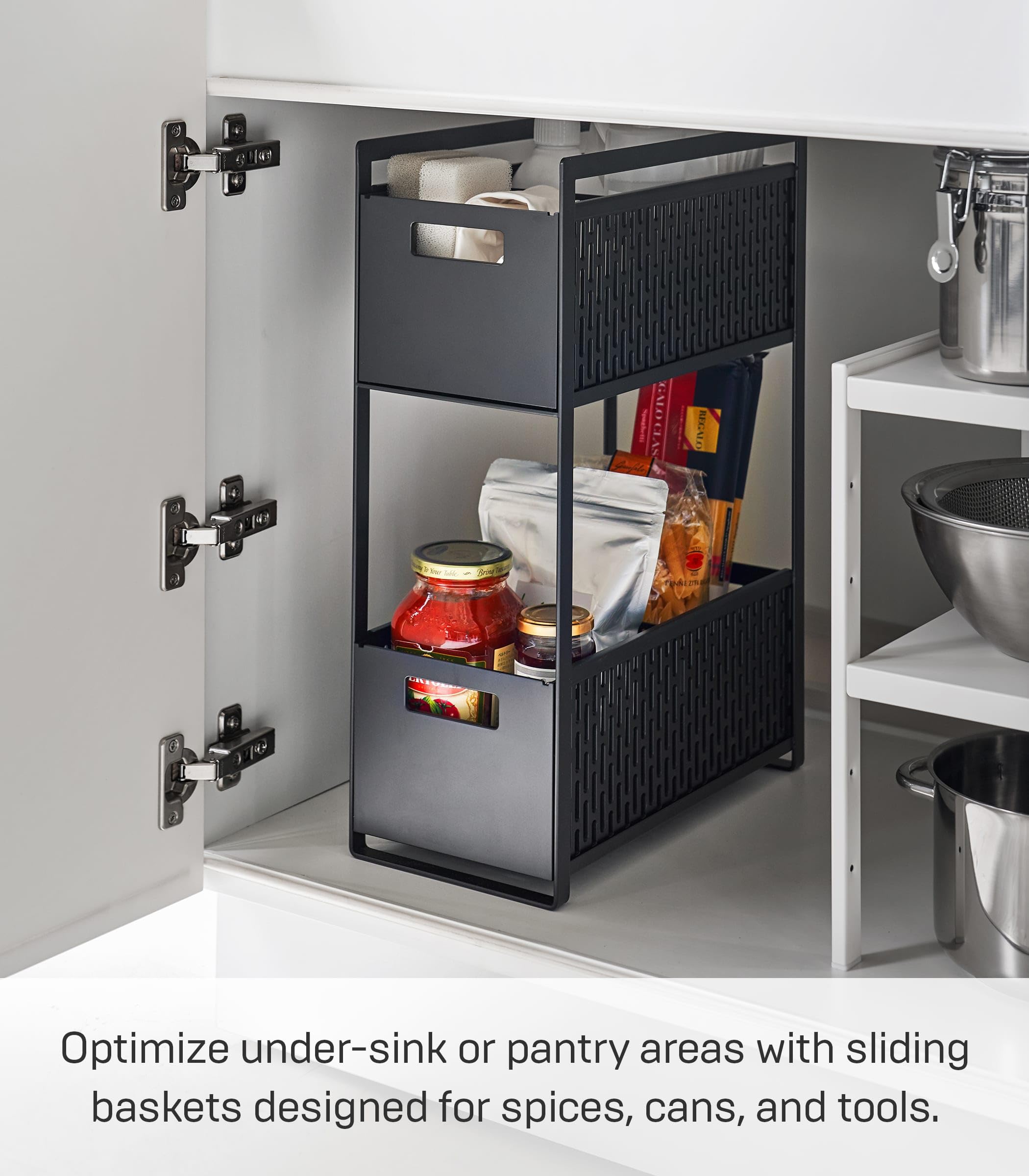 山崎さま　専用 Yamazaki 5219 Under Sink Storage Basket, 2 Tiers, Black, Approx