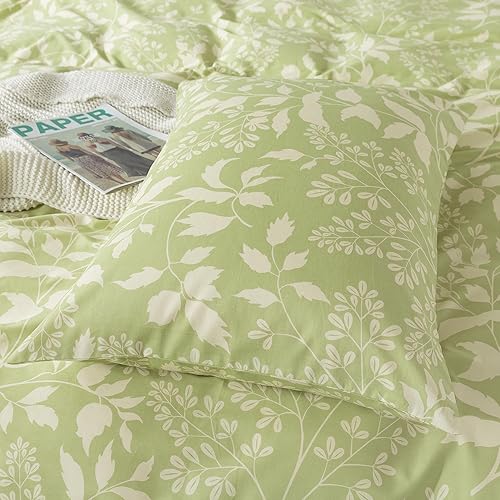 Miniatura 400 de HoneiLife - Juego de funda de edredón floral 100% algodón, 3 piezas, botánica, ropa de cama con cierre de cremallera y lazos en las esquinas