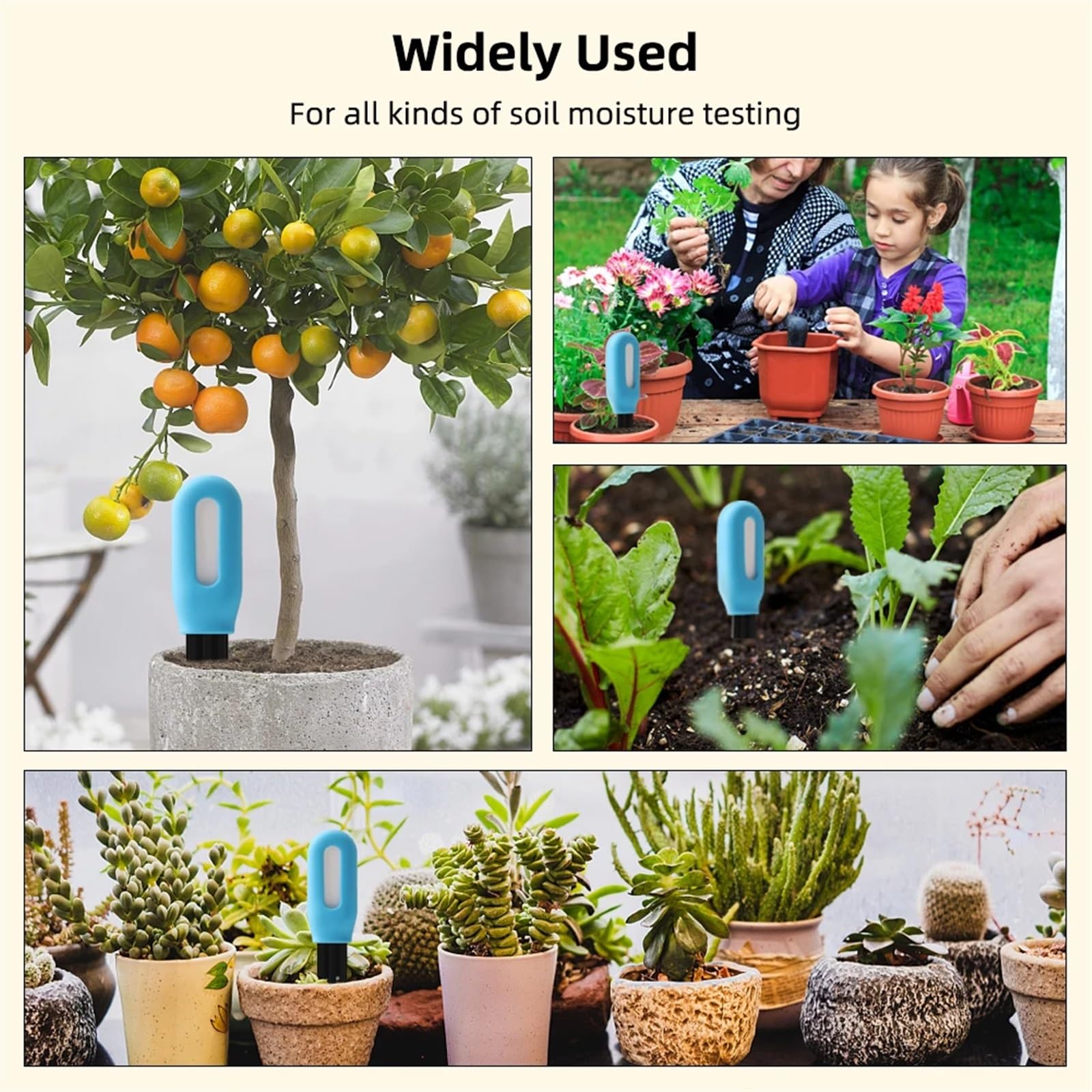 Probador de suelo inteligente con, Sensor humedad y temperatura, higrómetro tierra inalámbrico for plantar jardín, césped en maceta,Monitoreo preciso