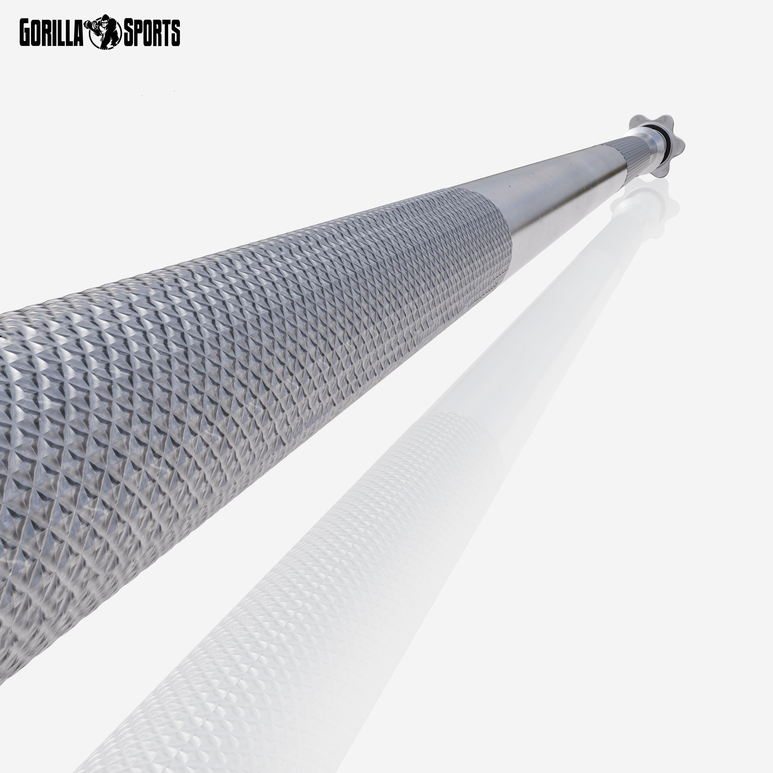 GORILLA SPORTS® Barre d'haltère longue - Ø 30 mm - Longueur : 150 cm / 180 cm / 200 cm - Avec 2 fermetures en étoile - Charge maximale : 200 kg - En chrome - Haltère longue
