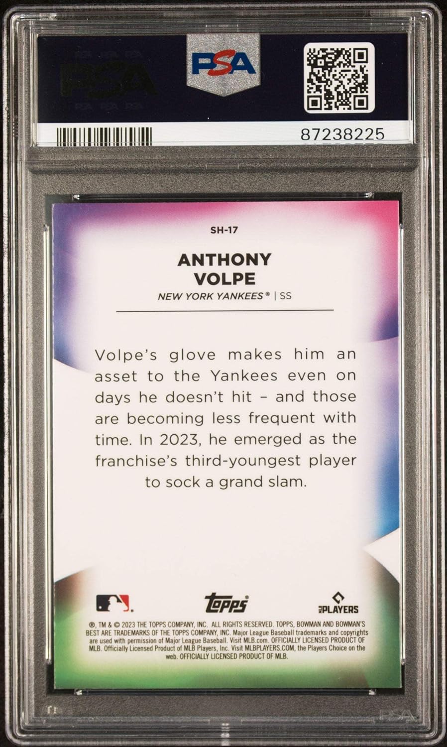 Graded 2023 Topps Bowmans Best Anthony Volpe #SH17 Shellacked Rookie RC Baseball Card PSA 10 Gem Mint