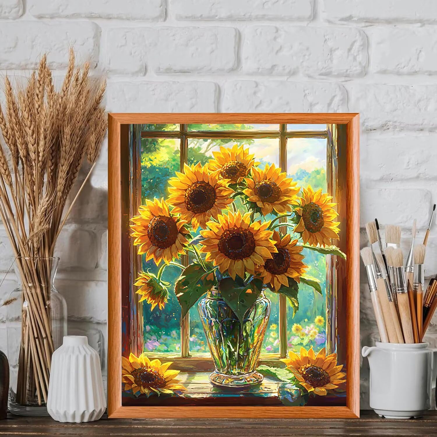 WEISHIWE Vase à tournesols Peinture Numero Adulte Kits, 80x100cm m-985