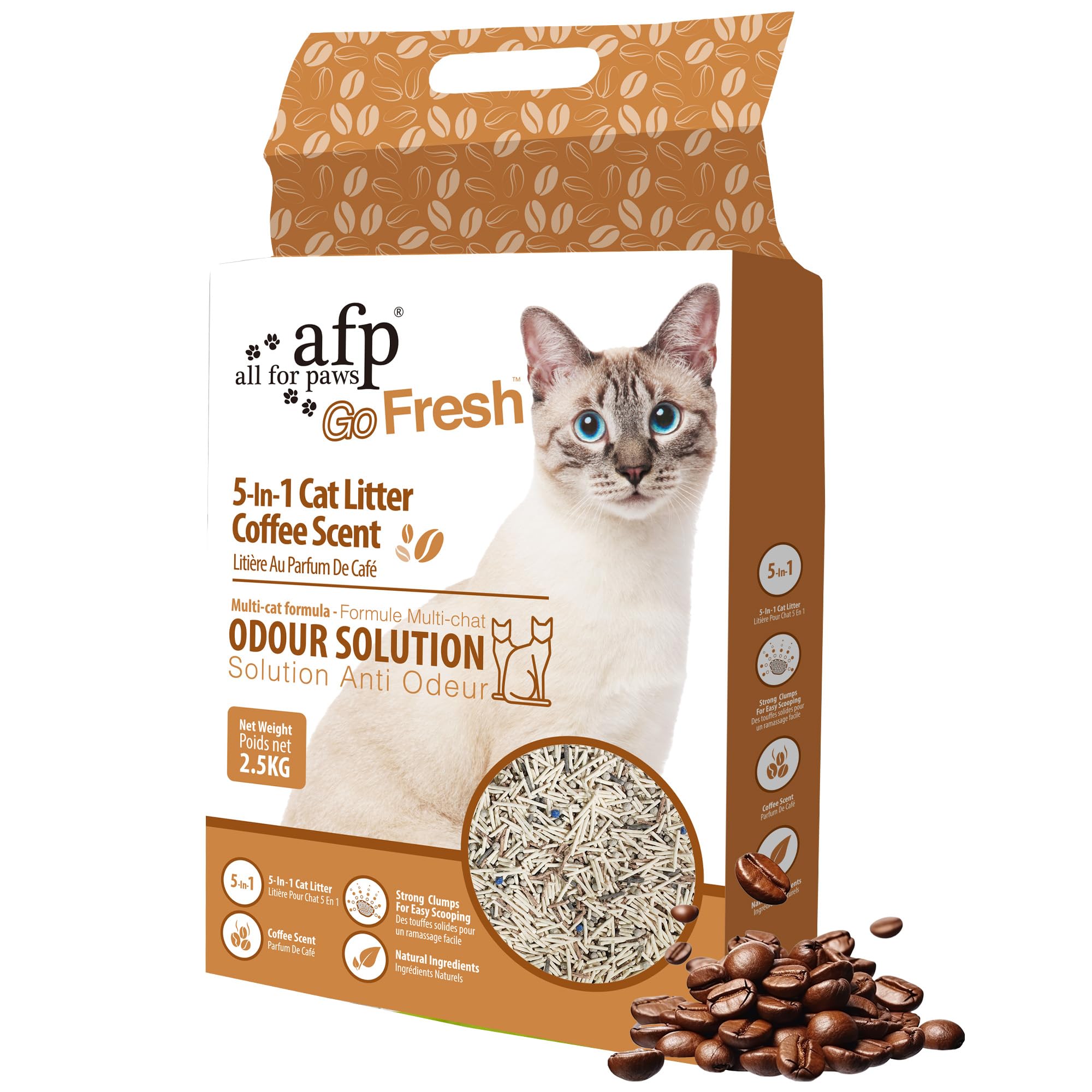 All For Paws コーヒー 猫砂 おから 固まる トイレに流せる 混ぜる 消臭 抗菌サンド 飛び散らない 天然素材