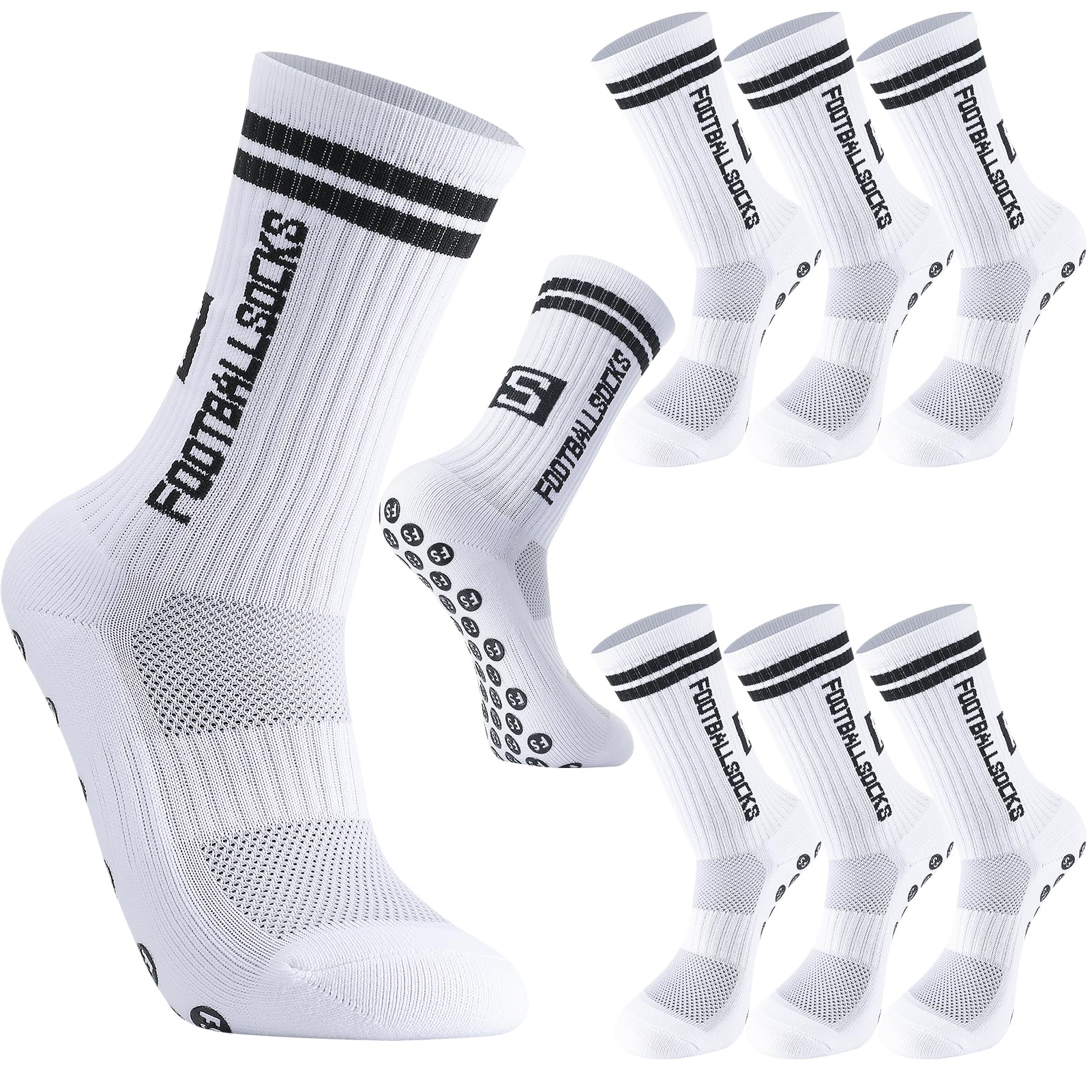Apricitie 6 Paar Fussball Socken Kinder, Fußballsocken Anti Rutsch Grip Jungen Fußball Socken Rutschfeste Sportsocken für Fussball Basketball Laufen