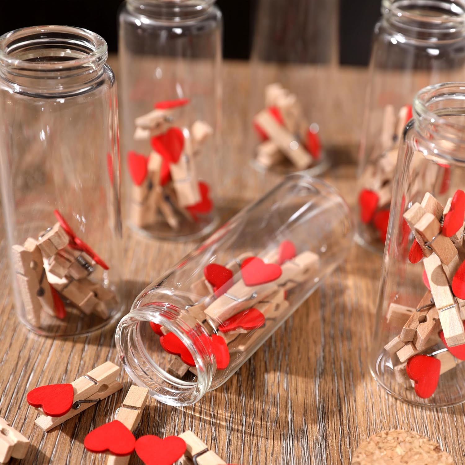 Magic Season Decorative Round Glass Bottles with Cork Stoppers (2 Pcs / 5 fl oz.)