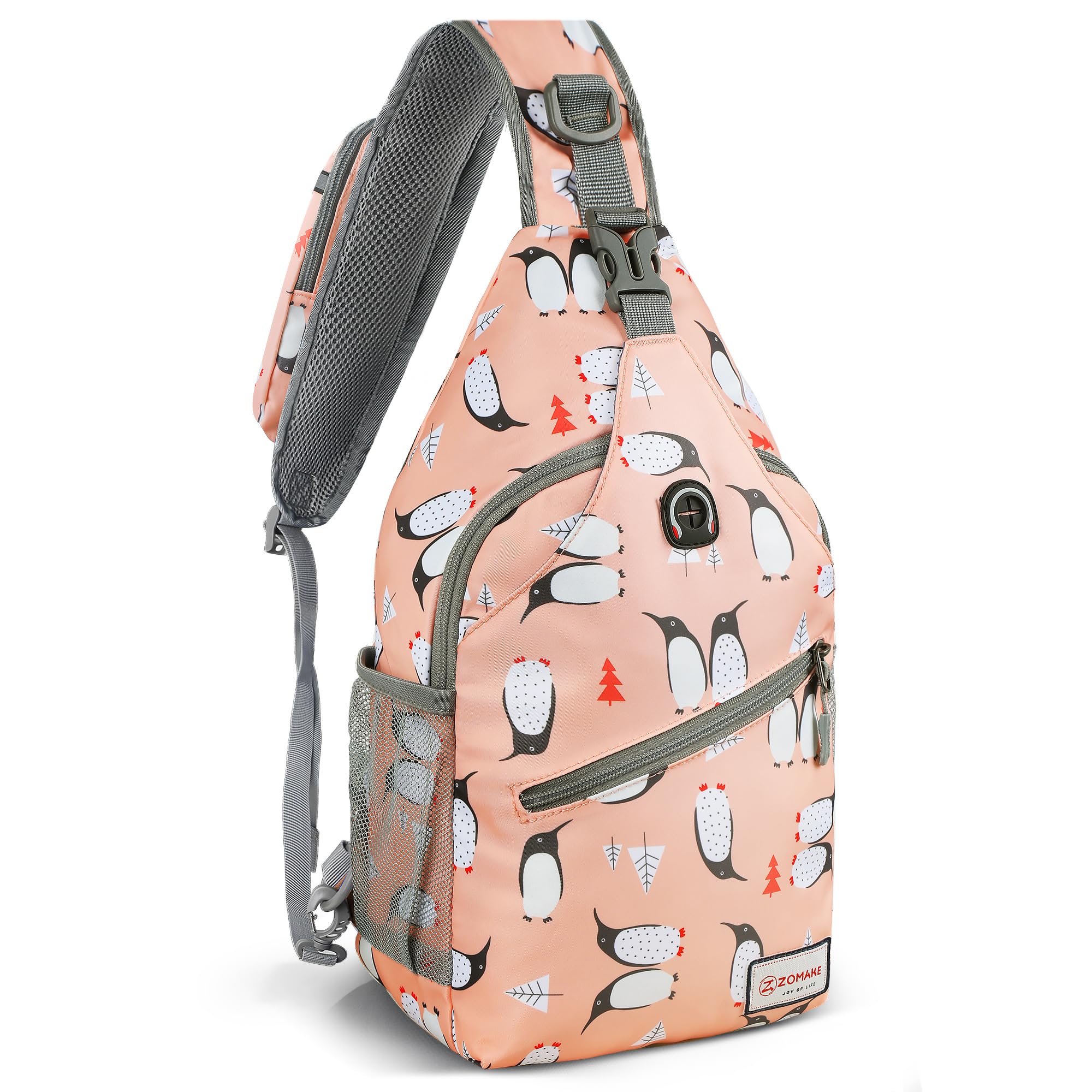 ZOMAKE Sling Bag for Women Men Small Crossbody Sling Backpack - Mini Water Resistant Shoulder Bag Anti Thief Chest Bag Daypack for Travel Hiking Sports (Pink-PL)