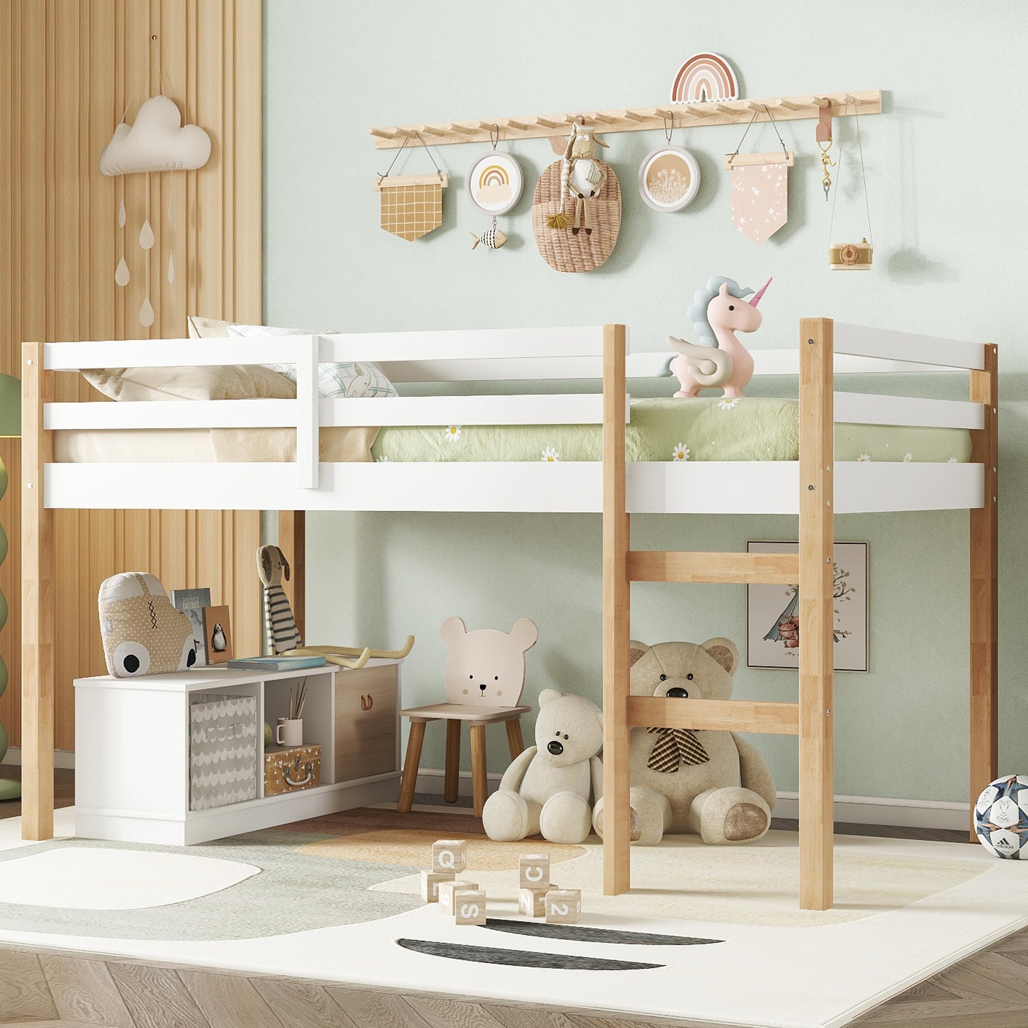 Bellemave Twin Low Loft Bed in Natural