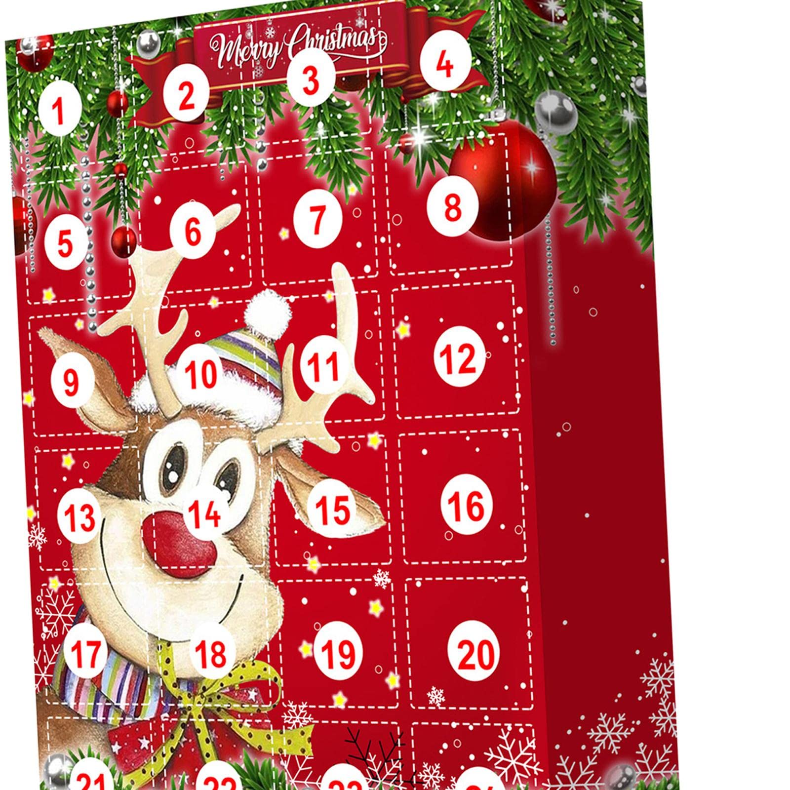 CALANDIS Christmas Box Countdown Advent Calendar Christmas Blind Box Toy | Christmas Decor Item for Home | Resin | 1 x Calendar with 24 Hanging Ornaments