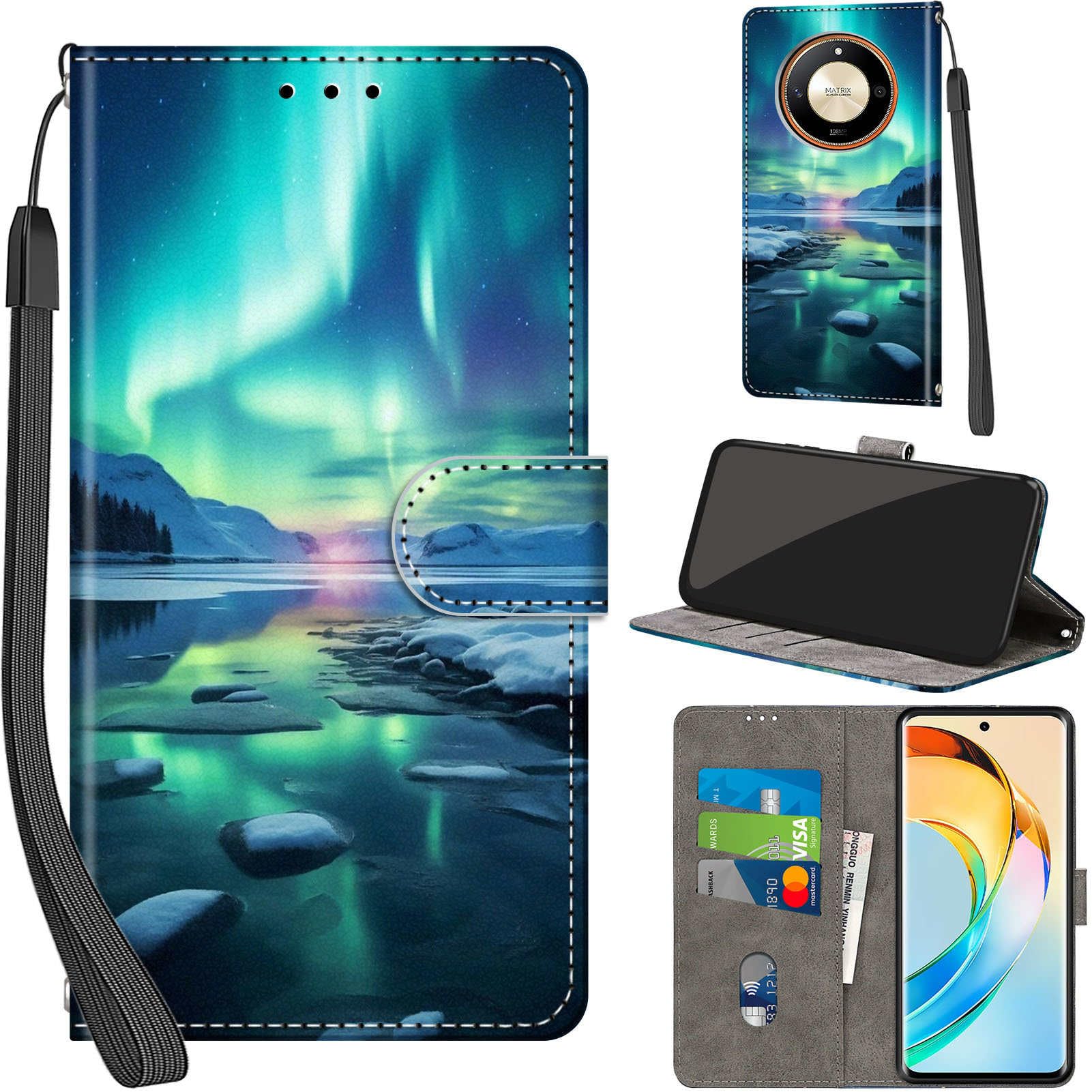 Custodia Portafoglio In Pelle Per Honor X50 5G / X9b / Magic 6 Lite - Con Funzione Stand E Slot Per Carte - Blu - 5