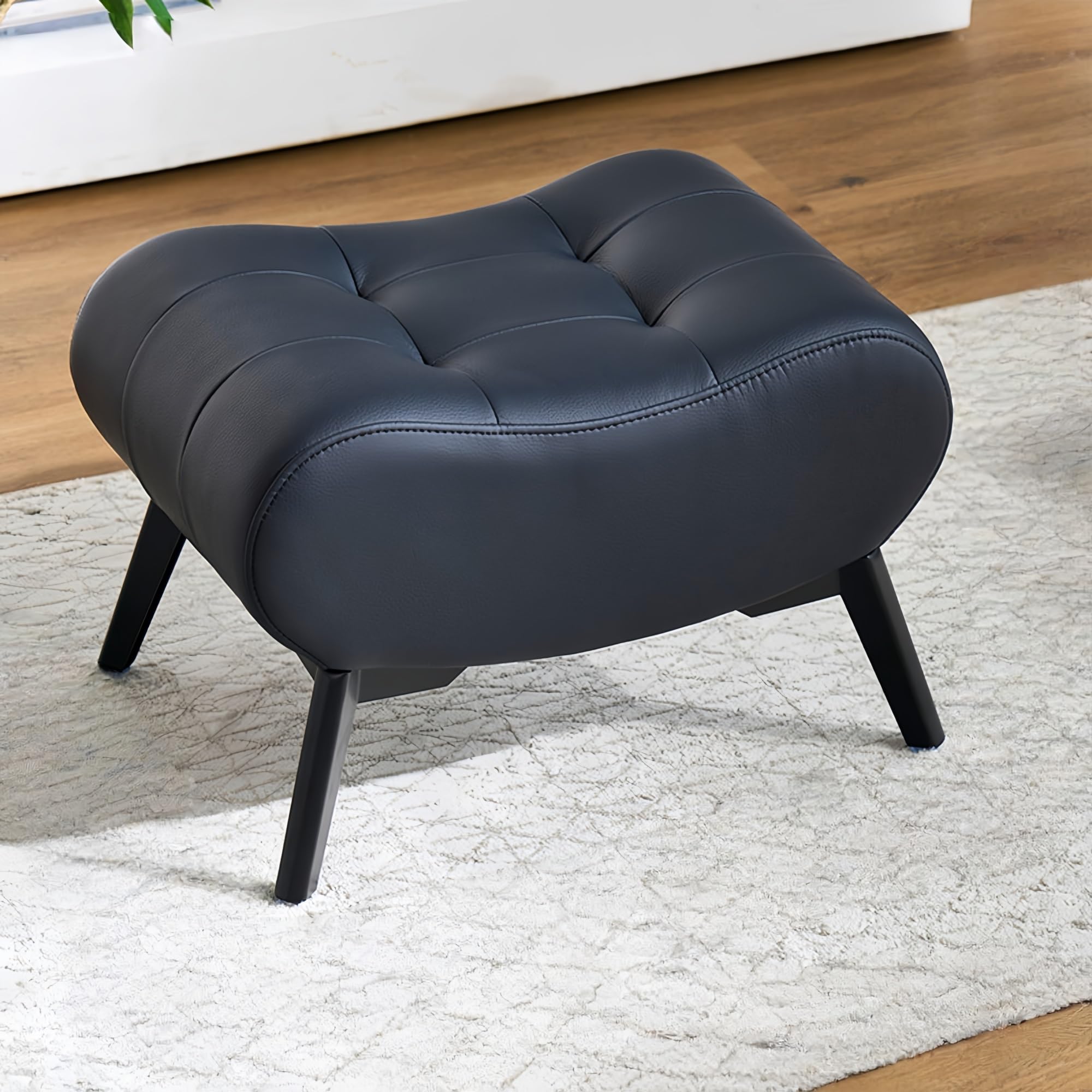 Kleiner Hocker, Sofa-Fußhocker Aus Verstärktem Öko-Leder, Hochelastischem Schaumstoff, In Mehreren Farben Erhältlich, for Den Heimgebrauch Geeignet(Earl Grey Black,L)