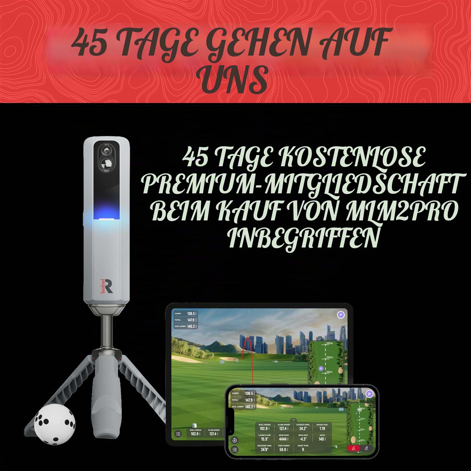 Rapsodo - MLM2PRO Callaway RPT Golf Launch Monitor, Simulatoren für Zuhause und Training, mobiler Launch Monitor für Schwunganalyse, misst Spinrate und Achse, Tracker und Schwunganalysator