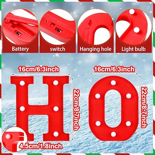 Miniatura 2 de 6 piezas de decoración de centro de mesa de Navidad con luces LED Ho Ho, decoración de mesa de Navidad para dormitorio, hogar, habitación, fiesta,