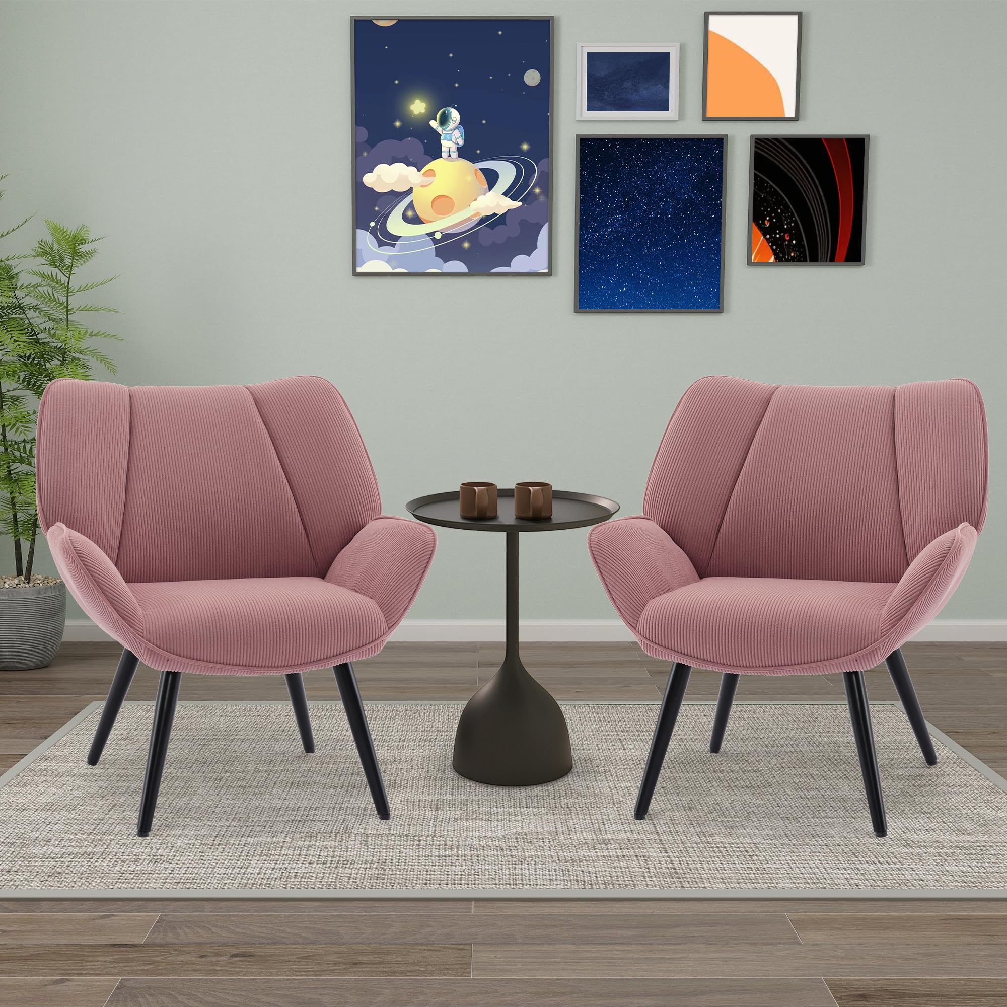 BonHaus Modernas Sillones de suplemento para sala de estar, sillones acolchados con patas metálicas, sillón de lectura relajante para dormitorio, sala de estar y oficina