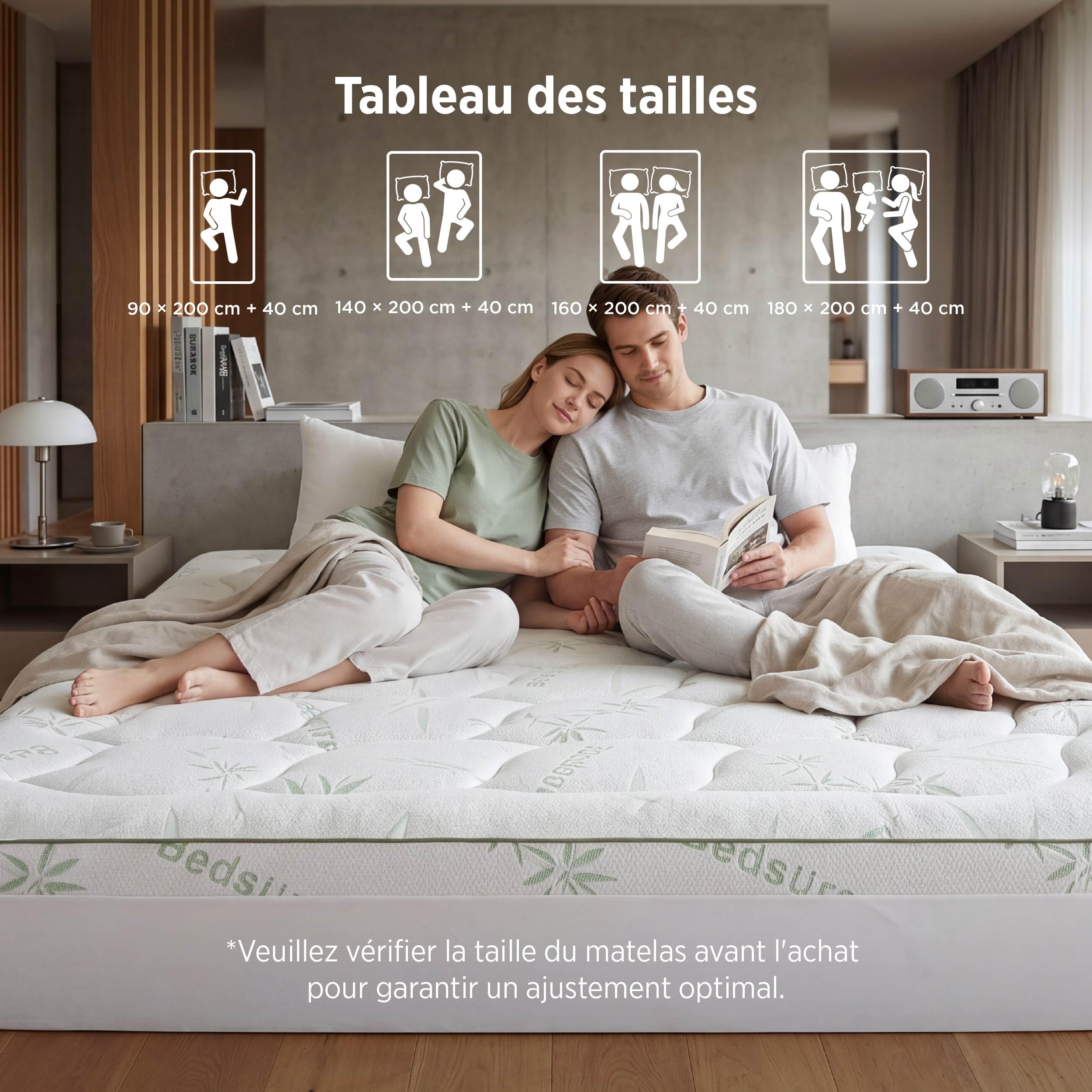 BEDSURE Surmatelas 160 x 200 cm - Confort Nuageux Protège-Matelas