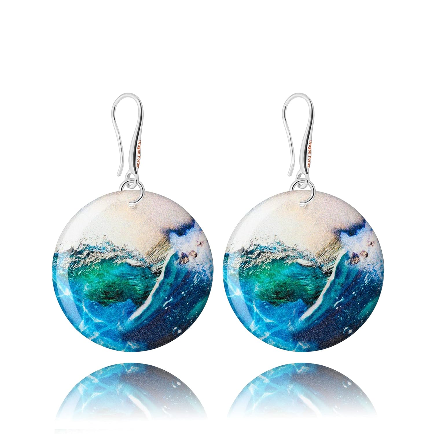 Handmade Ocean Themed Dangle Earrings, Sea Beach Holiday Accessories (Style 11 – Teal Blue Waves) Handmade Ocean Themed Dangle Earrings, Sea Beach Holiday Accessories (Style 11 – Teal Blue Waves)