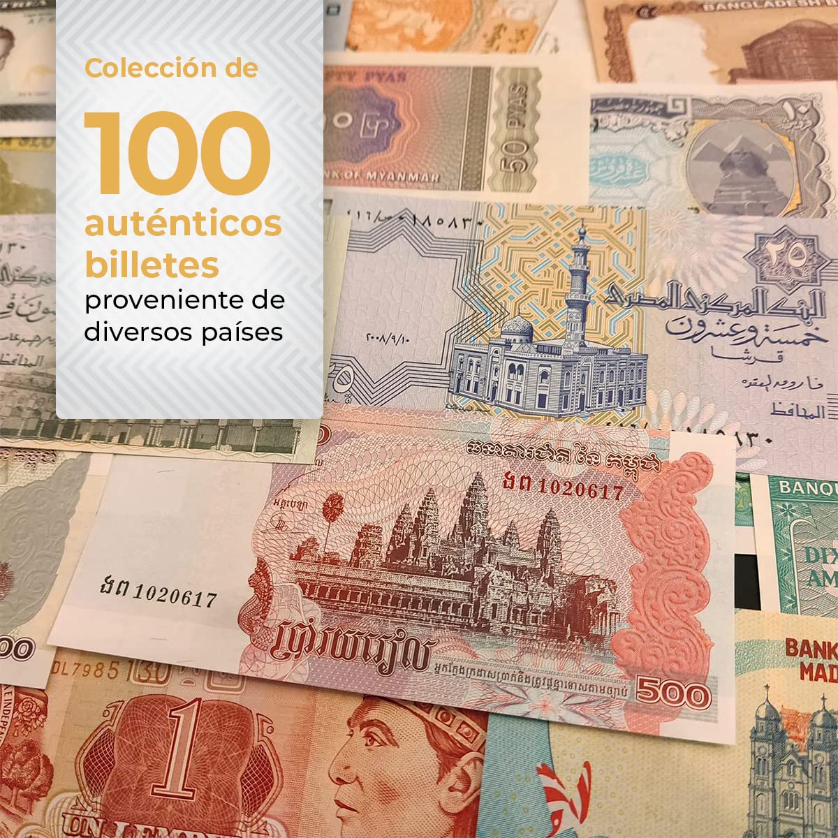 IMPACTO COLECCIONABLES | Colección de 100 Billetes Auténticos del Mundo - Sin Repeticiones, Desmonetizados y de Diversos Países | Ideal para Coleccionistas, Incluye Certificado de Autenticidad