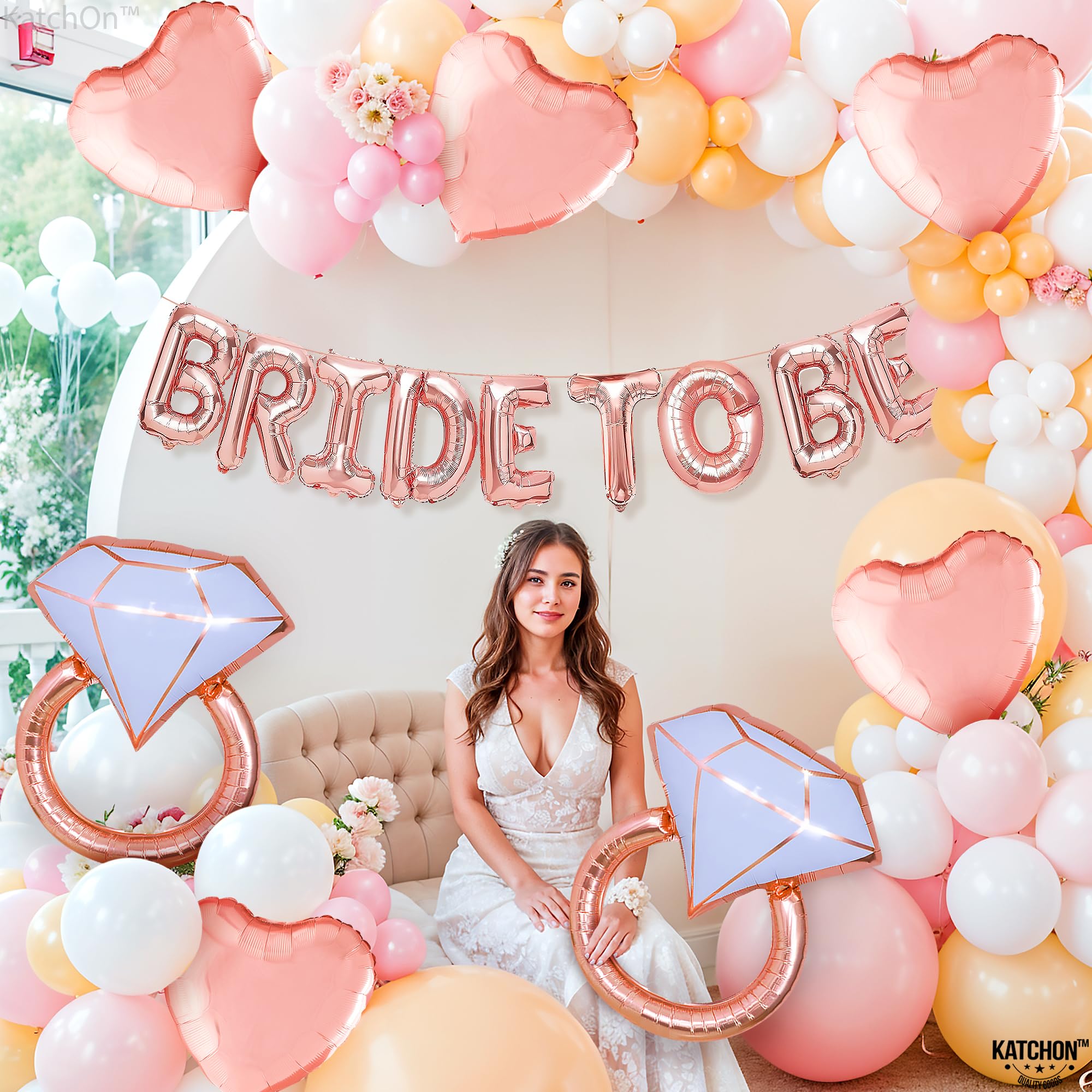 KatchOn, Rose Gold Bride To Be Balloons - Pack of 17 | Bride To Be Decorations | bride balloons for Bachelorette Party Decorations | Bridal Shower Balloons for Rose Gold Bridal Shower Decorations