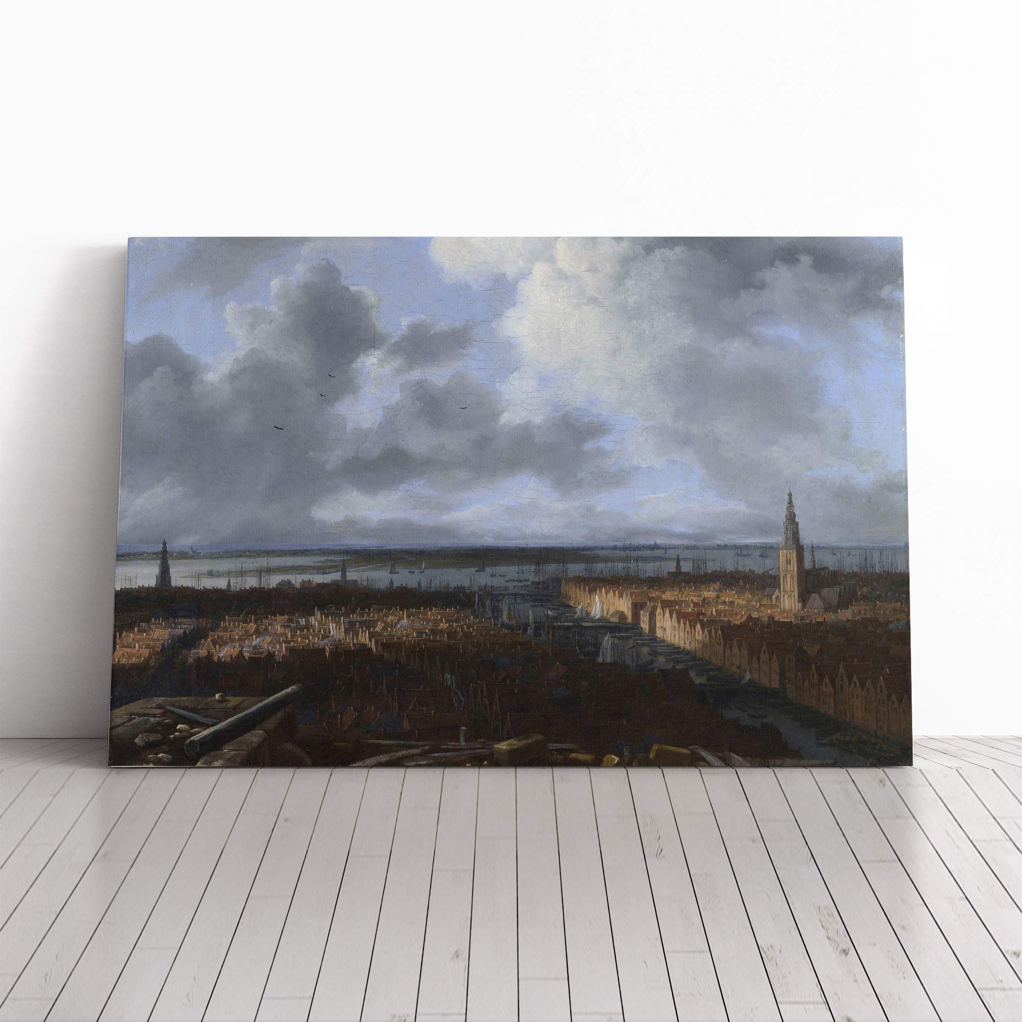 Jacob Ruisdael A View of Amsterdam Canvas Print | Gallery Wrapped 30mm Frame Wall Art | 24x16 inches | Ready to Hang | Modern Picture | Living Room Bedroom Lounge Office