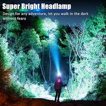Aikertec 2 Pack Rechargeable Headlamp, 7 Modes High Lumen LED Head Lamp