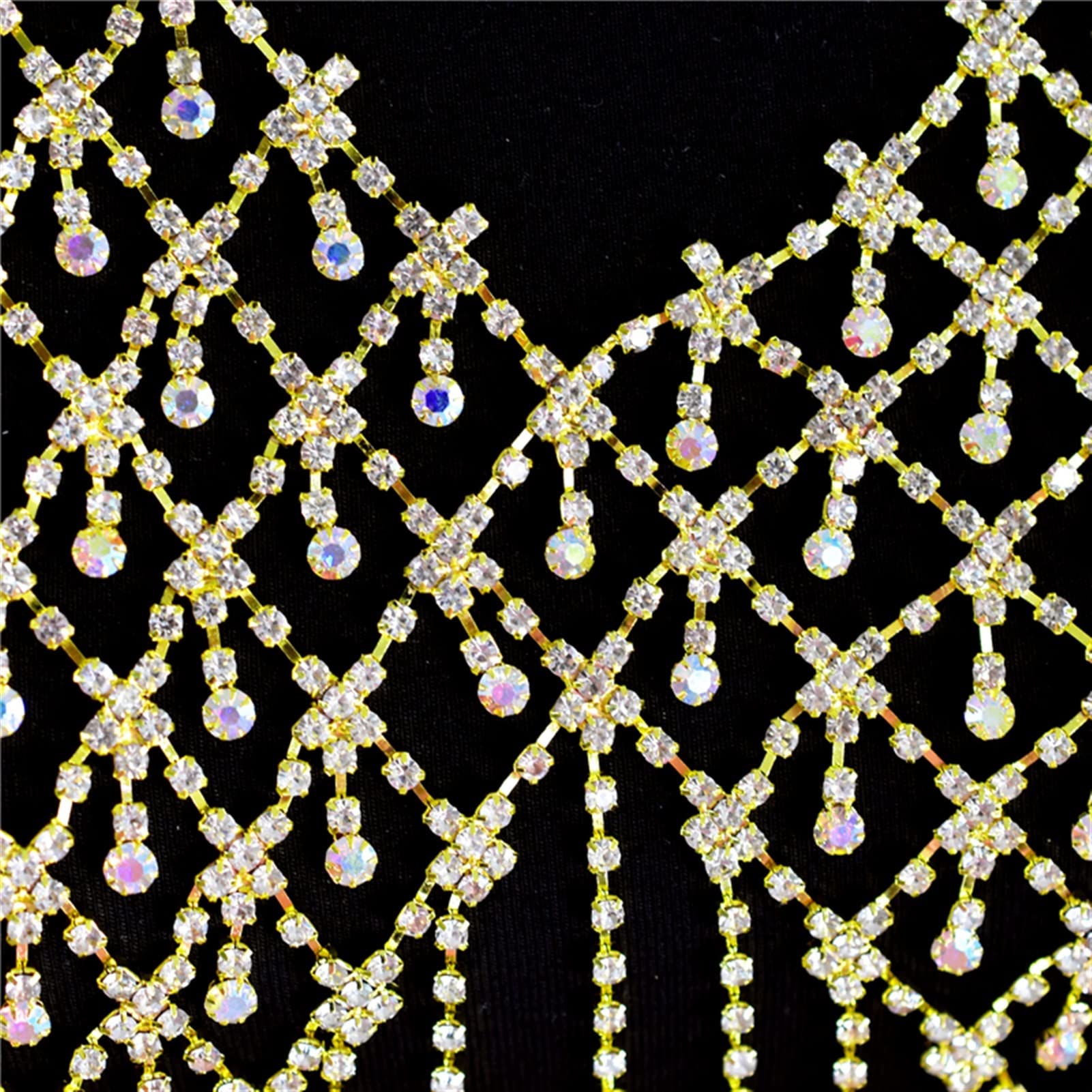 Party-Körperketten, sexy Strass-Quasten-Körperkette, BH, luxuriös, glänzend, exquisites Geschirr, Dessous, Bikini, Körperschmuck, Accessoires, Körperschmuck (Metallfarbe: Gold) (A Silber)